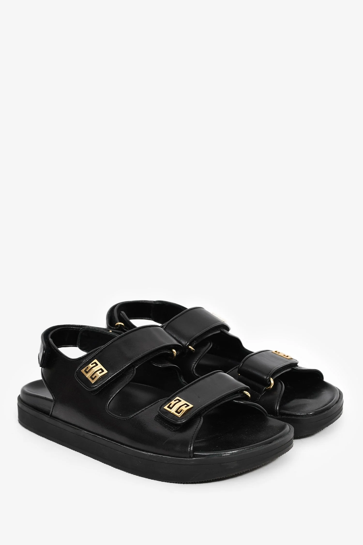 Givenchy Black Leather Pattern Double Strap Sandals Size 40 - Image 2