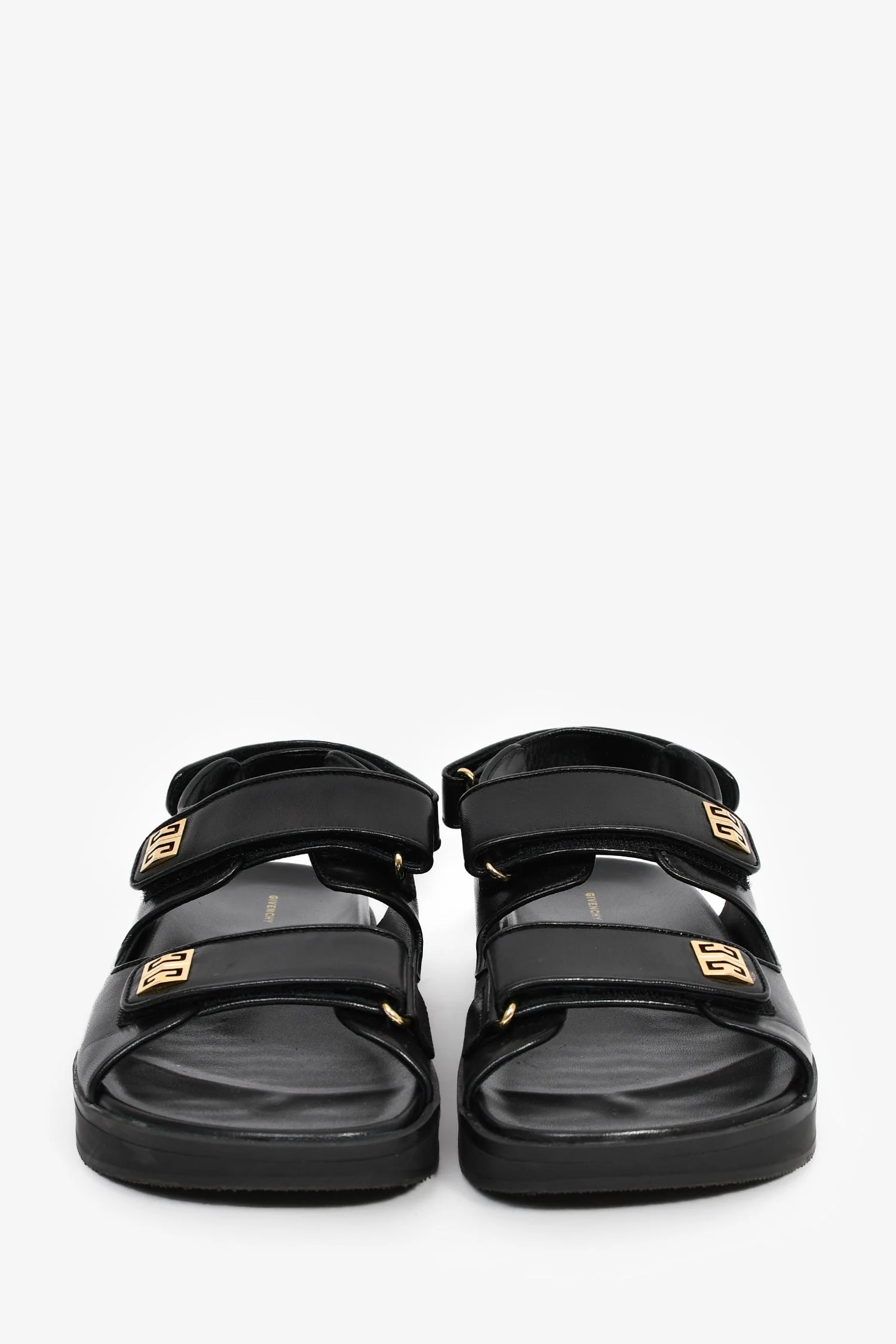 Givenchy Black Leather Pattern Double Strap Sandals Size 40 - Image 3