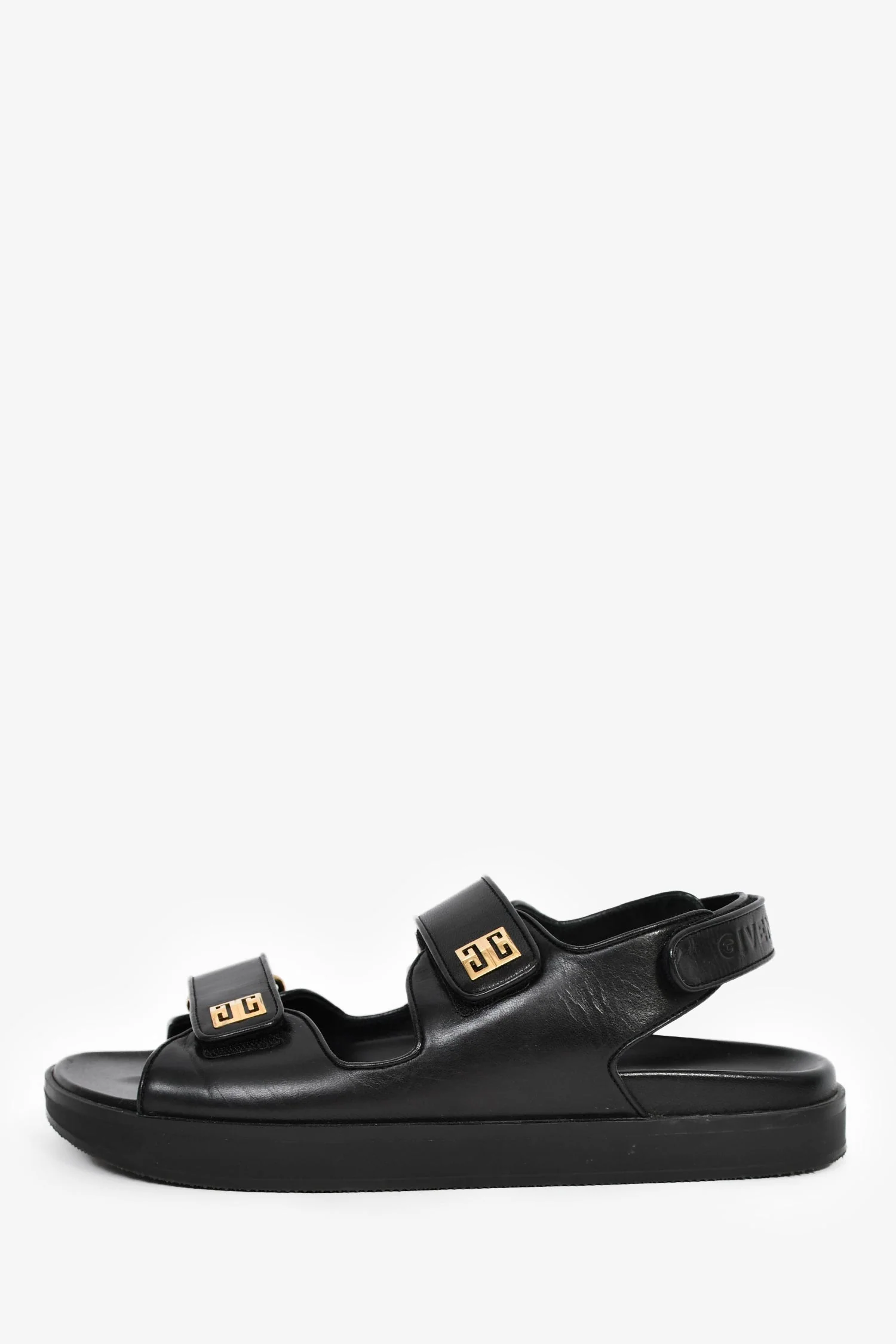 Givenchy Black Leather Pattern Double Strap Sandals Size 40 - Image 4