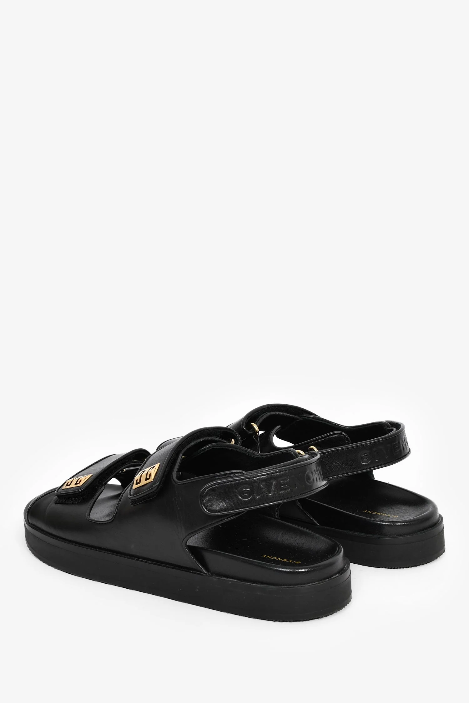 Givenchy Black Leather Pattern Double Strap Sandals Size 40 - Image 5