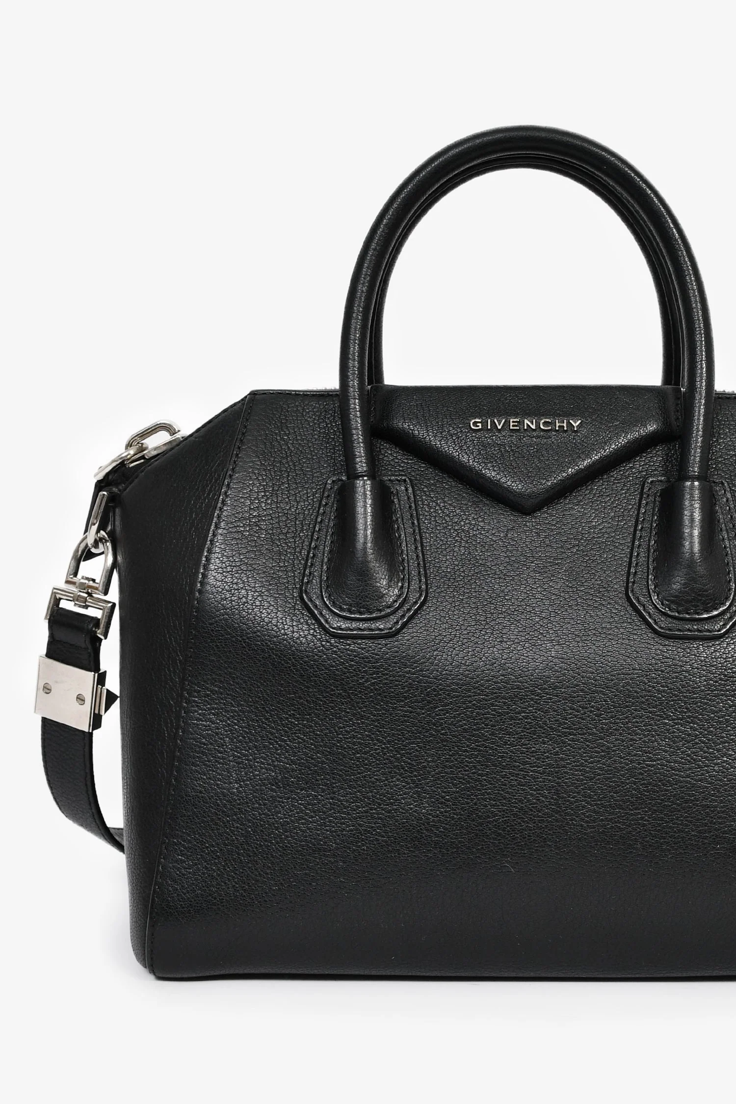 Givenchy Black Leather Small Antigona Bag with Strap - Image 7