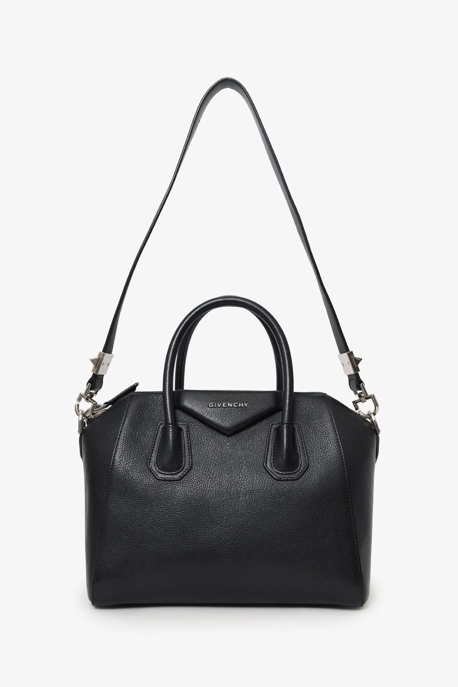 Givenchy Black Leather Small Antigona Bag with Strap - Image 6