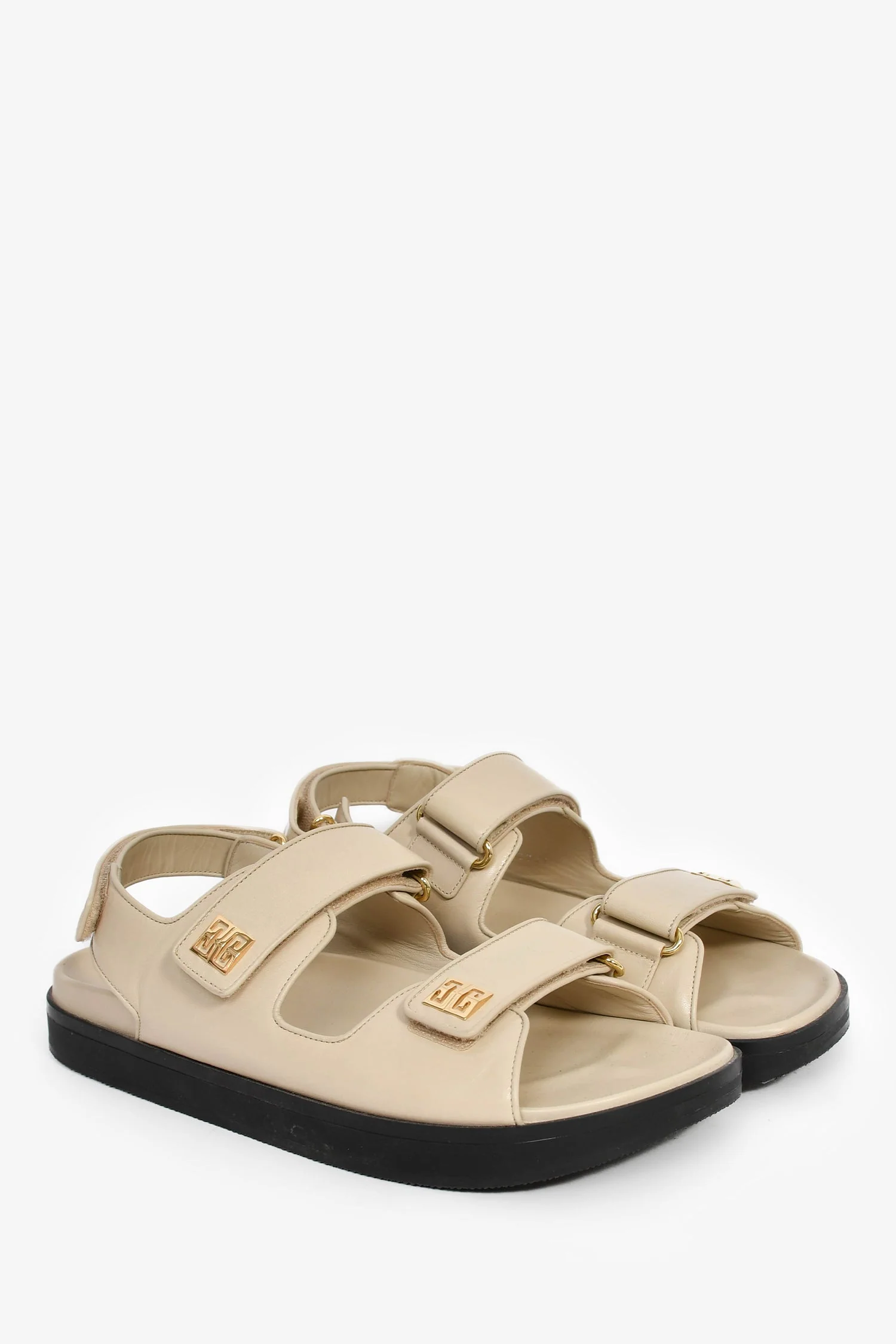 Givenchy Cream Leather Pattern Double Strap Sandals Size 40 - Image 2
