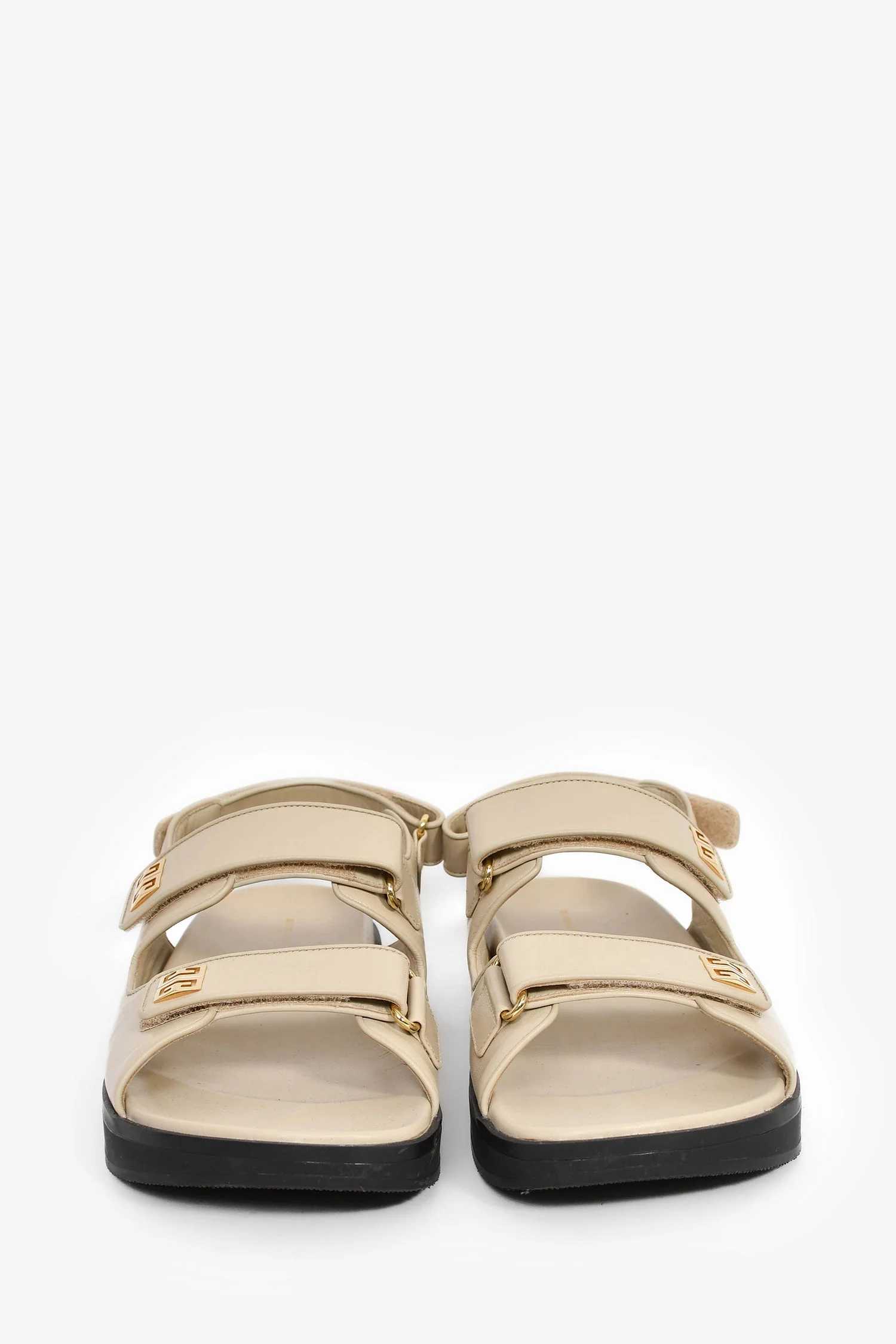 Givenchy Cream Leather Pattern Double Strap Sandals Size 40 - Image 3