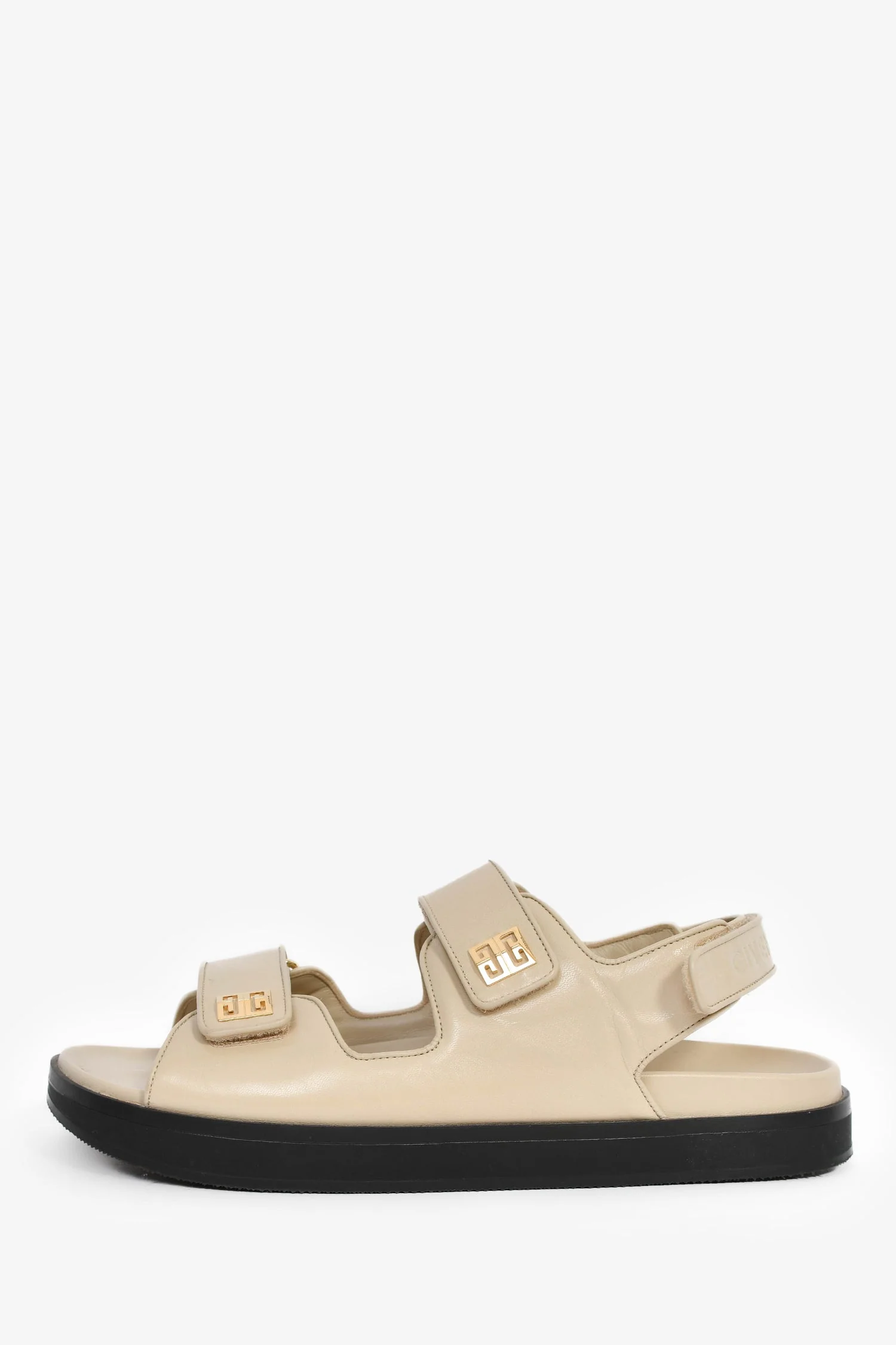 Givenchy Cream Leather Pattern Double Strap Sandals Size 40 - Image 4