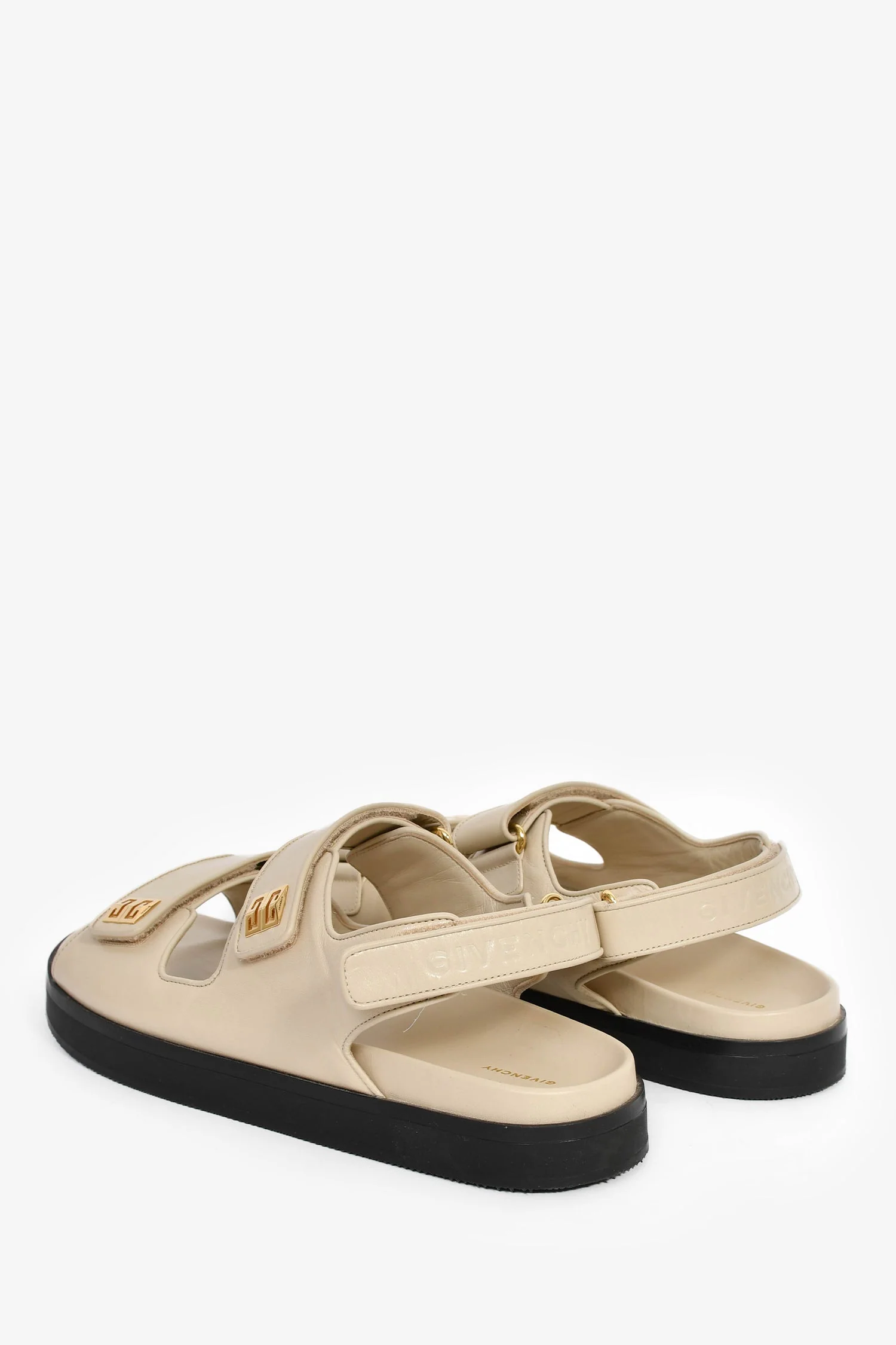 Givenchy Cream Leather Pattern Double Strap Sandals Size 40 - Image 5