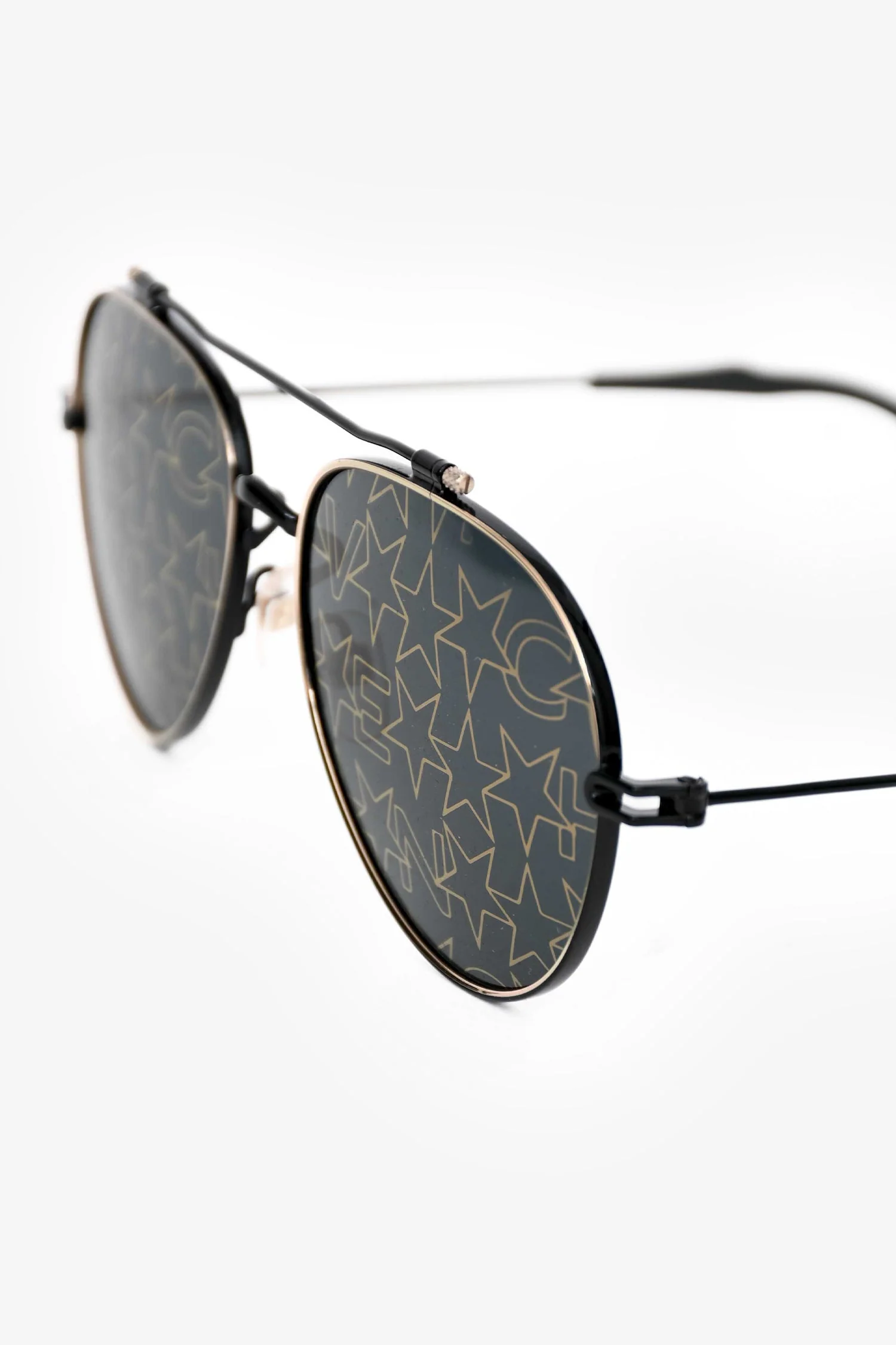 Givenchy Gold Tone/Black Metal Frame Star Patterned Sunglasses - Image 2