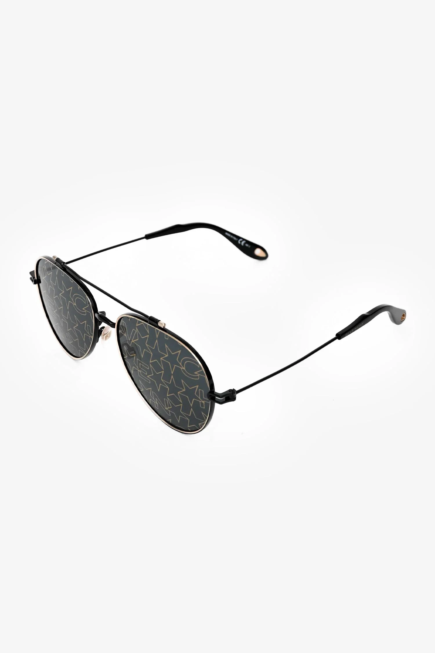Givenchy Gold Tone/Black Metal Frame Star Patterned Sunglasses - Image 3
