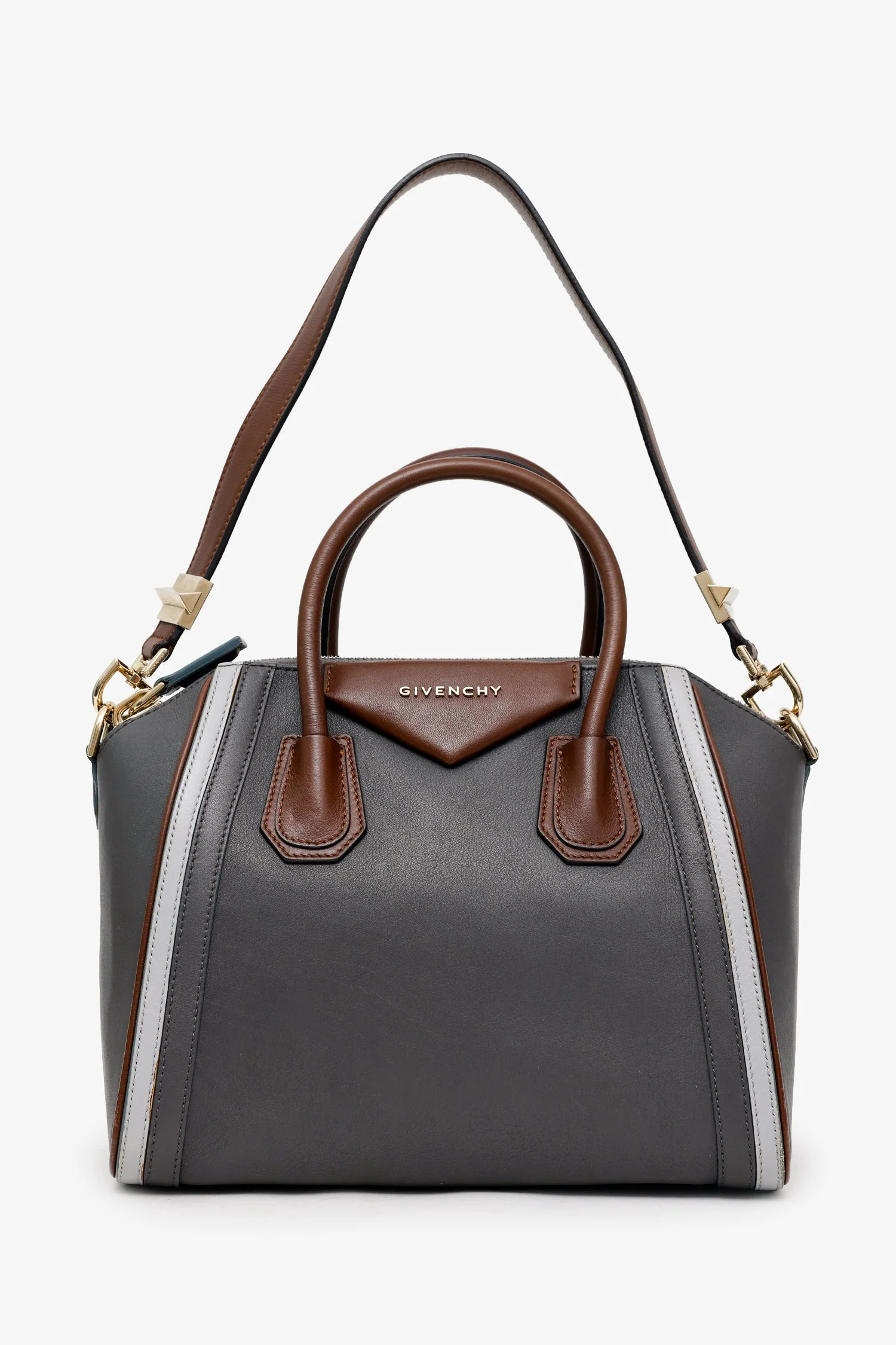 Givenchy Grey/Brown Leather Small Antigona Top Handle With Strap - Image 6