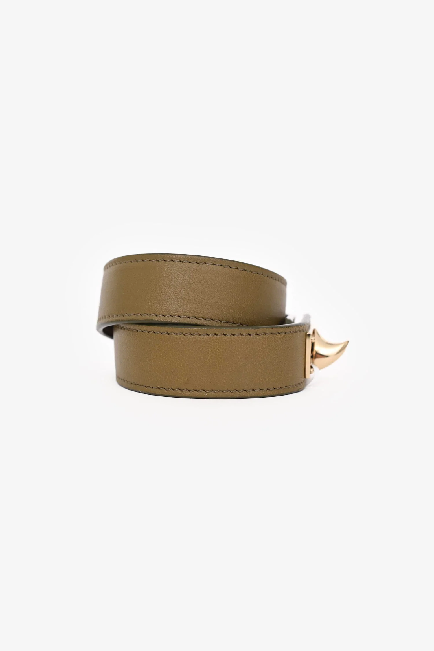 Givenchy Olive Green Leather Wrap Shark Bracelet - Image 2