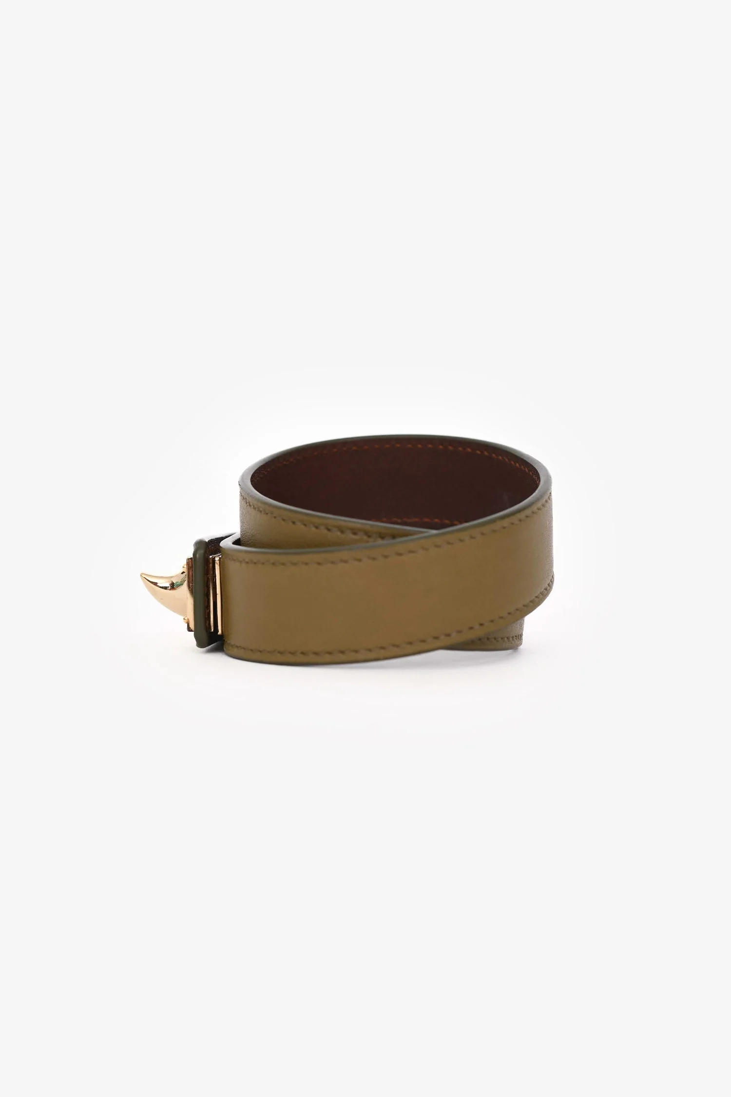 Givenchy Olive Green Leather Wrap Shark Bracelet - Image 4