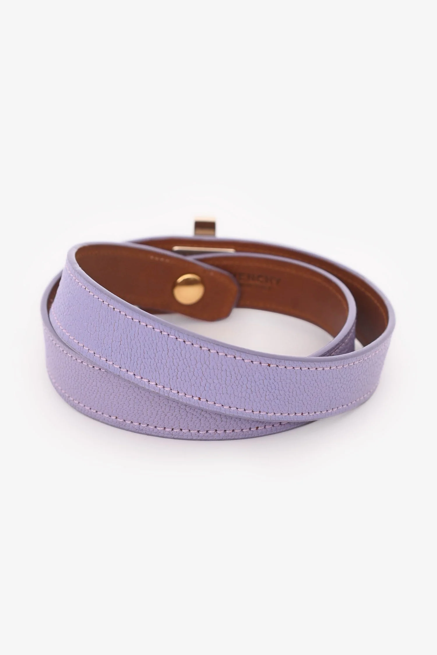 Givenchy Purple Leather Obsidian Wrap Bracelet - Image 3