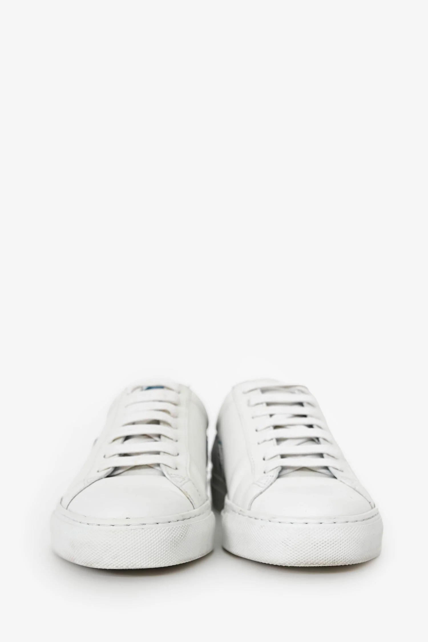 Givenchy White/Blue Leather Reverse Logo Low Top Sneaker Size 37 - Image 3