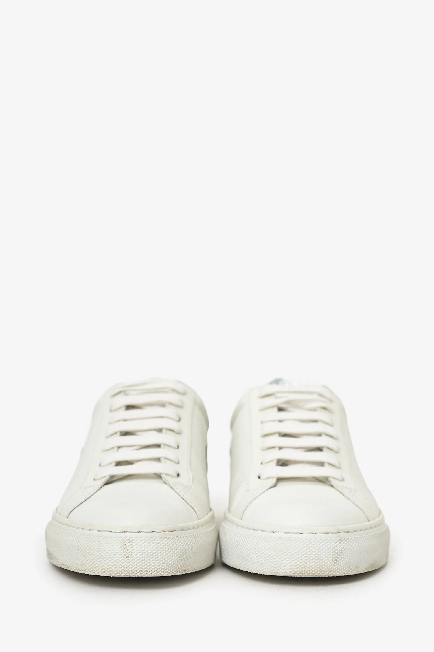 Givenchy White/Silver Leather Low Top Sneakers Size 37.5 - Image 3