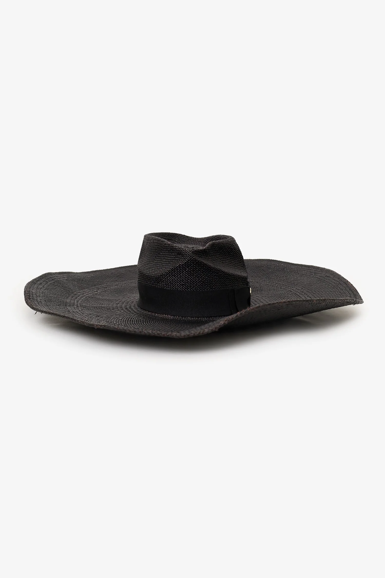 Gladys Tamez Black Straw Wide Brim Hat Size XS