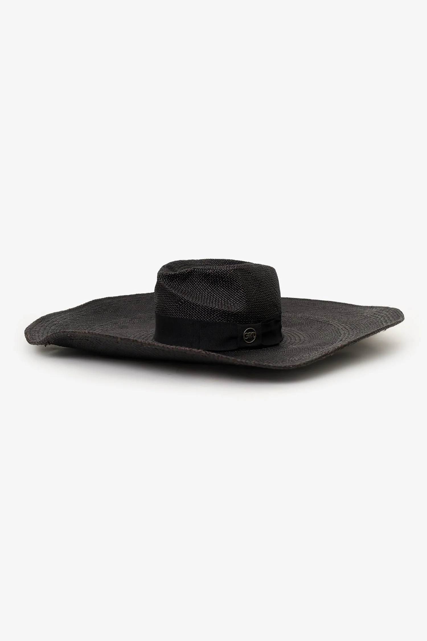Gladys Tamez Black Straw Wide Brim Hat Size XS - Image 2