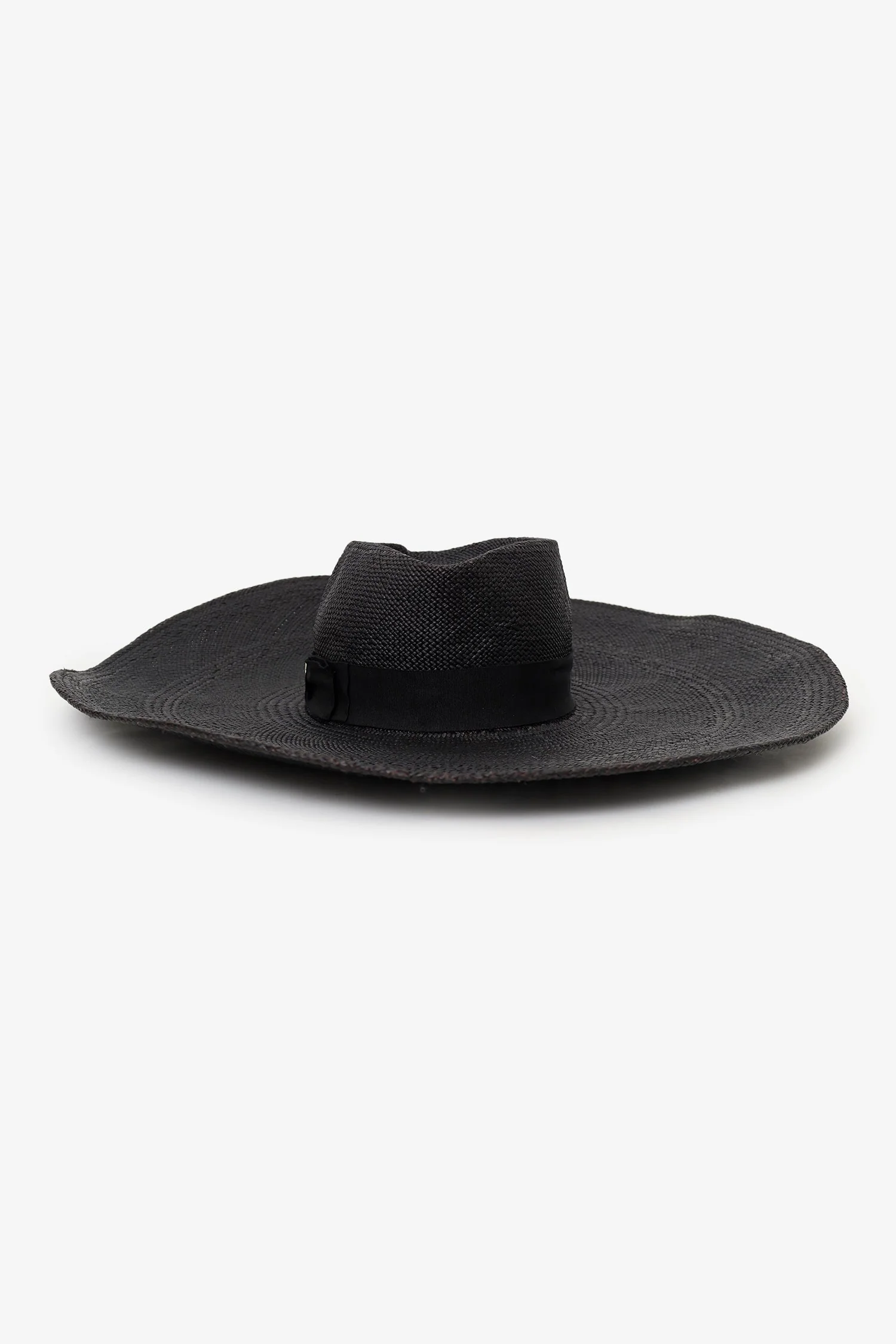 Gladys Tamez Black Straw Wide Brim Hat Size XS - Image 3