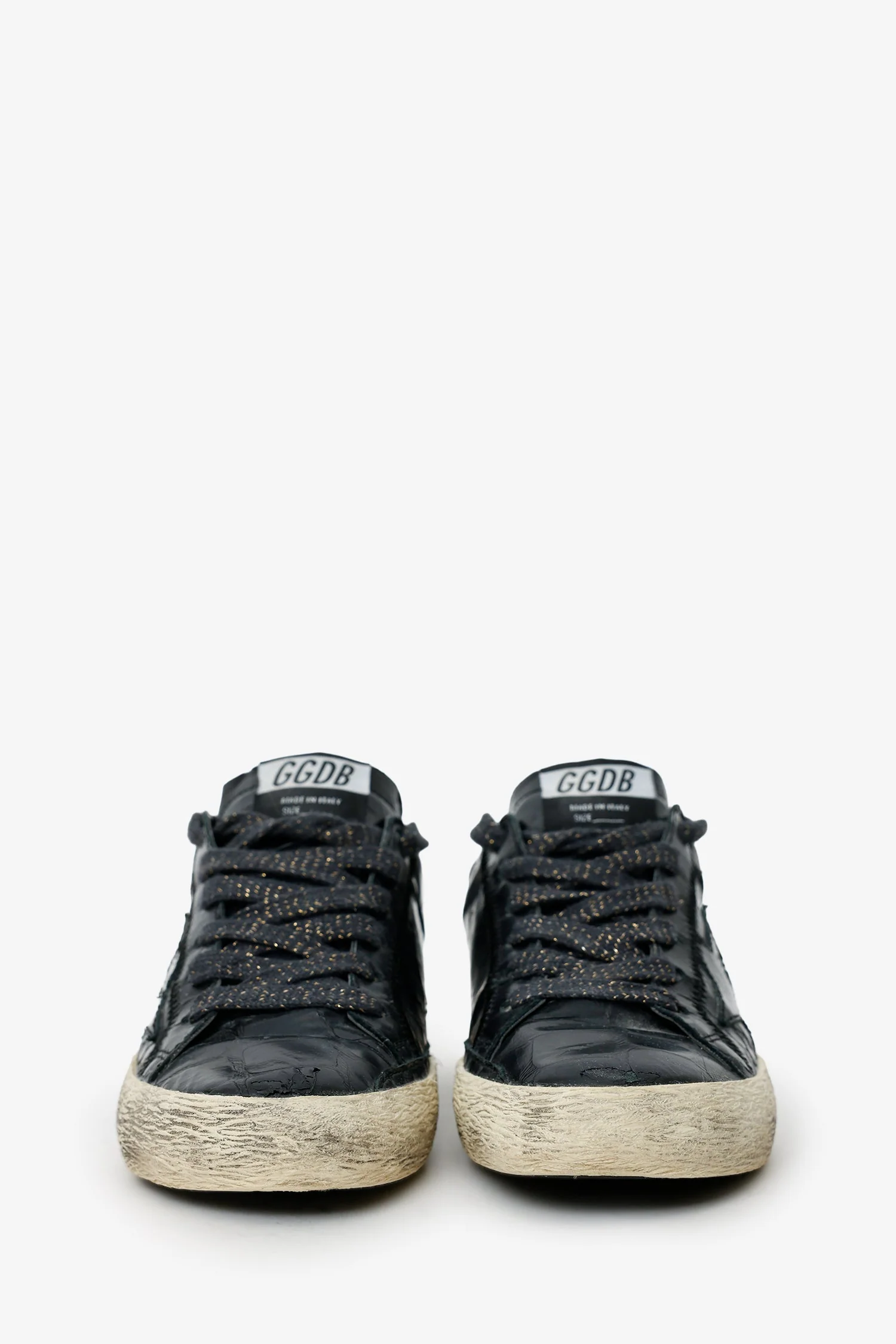 Golden Goose Black Leather Distressed Sneakers Size 35 - Image 3