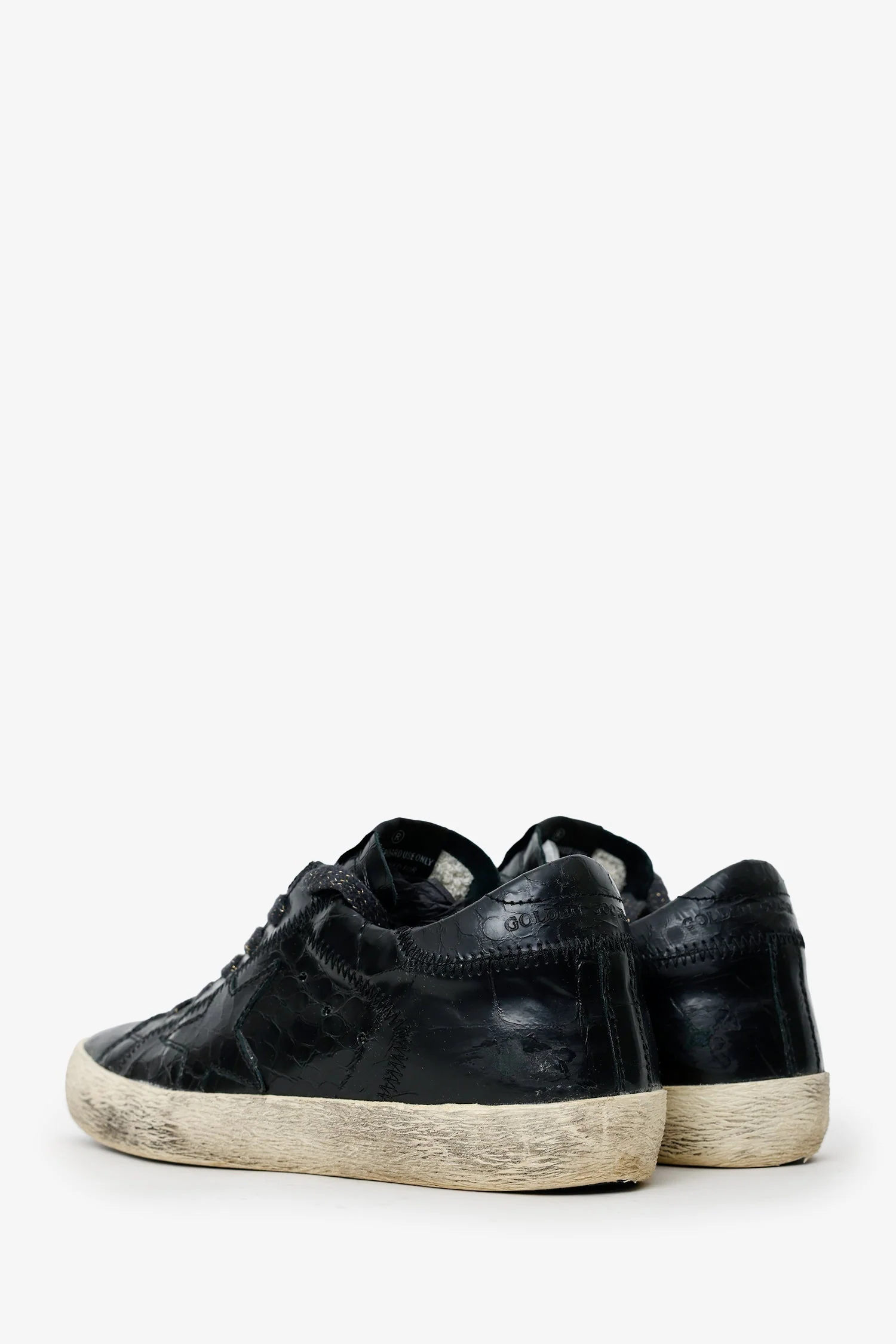 Golden Goose Black Leather Distressed Sneakers Size 35 - Image 4
