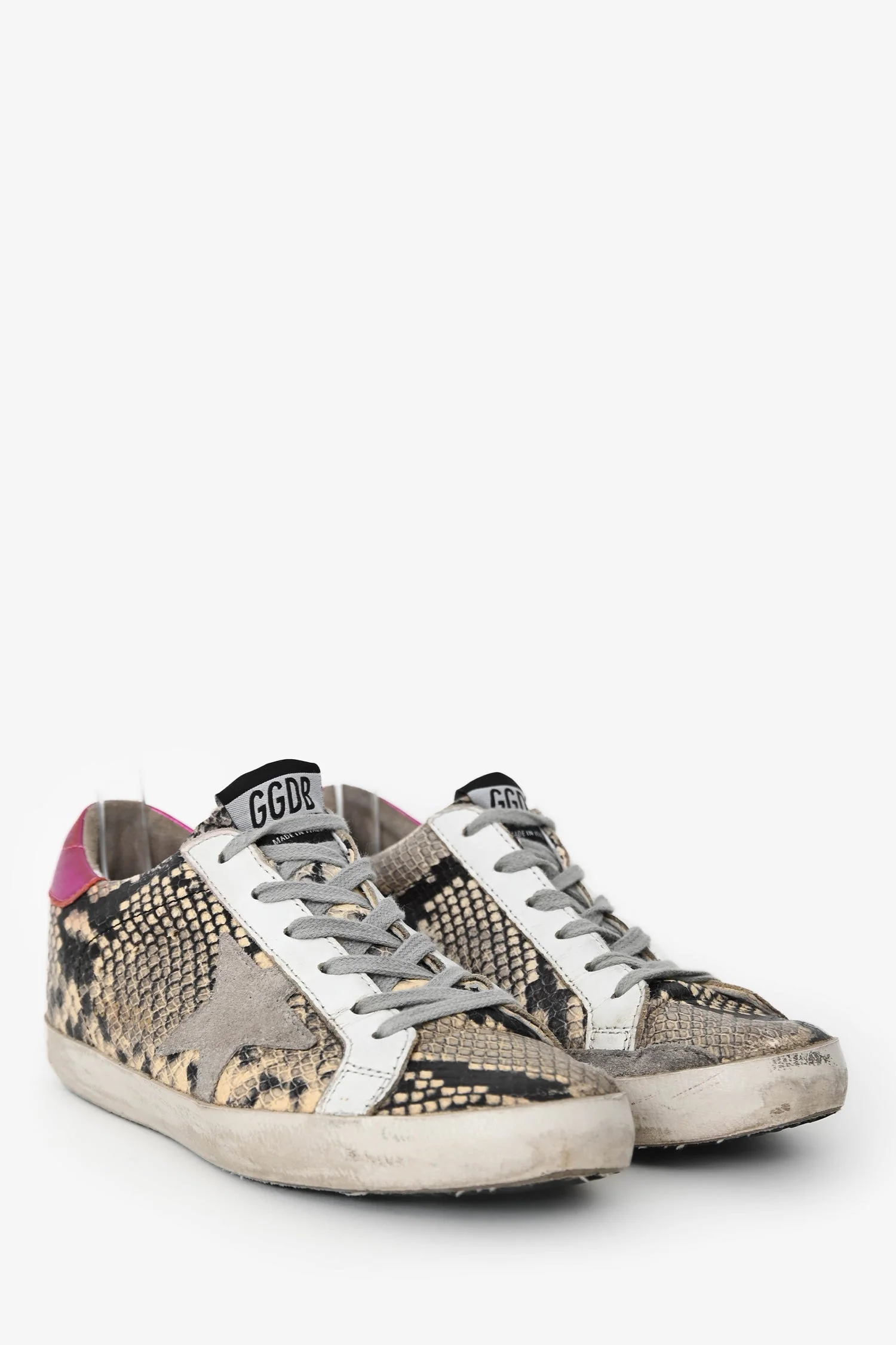 Golden Goose Magenta/Python Leather Lace Up Sneakers Est. Size 6 - Image 2