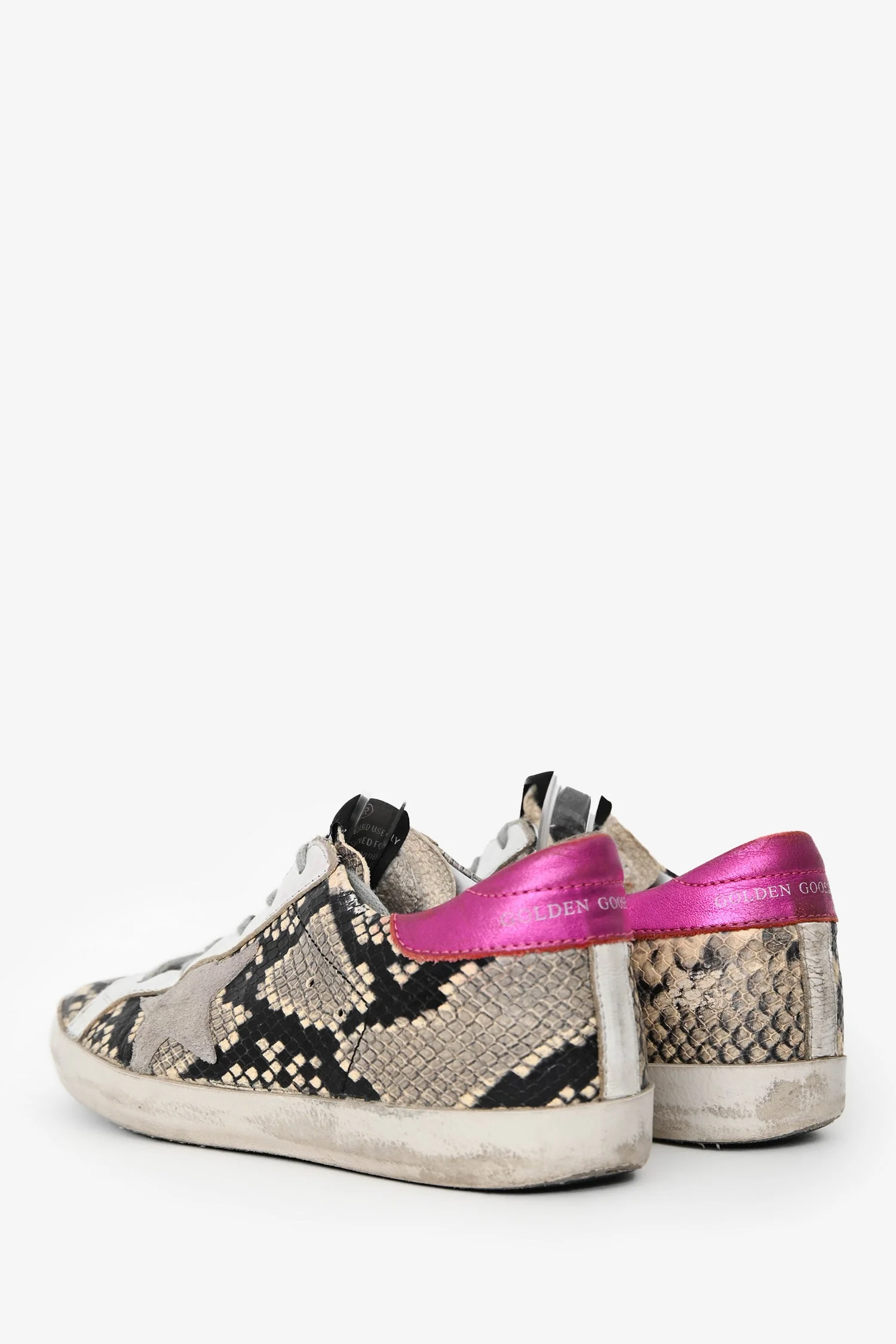Golden Goose Magenta/Python Leather Lace Up Sneakers Est. Size 6 - Image 4