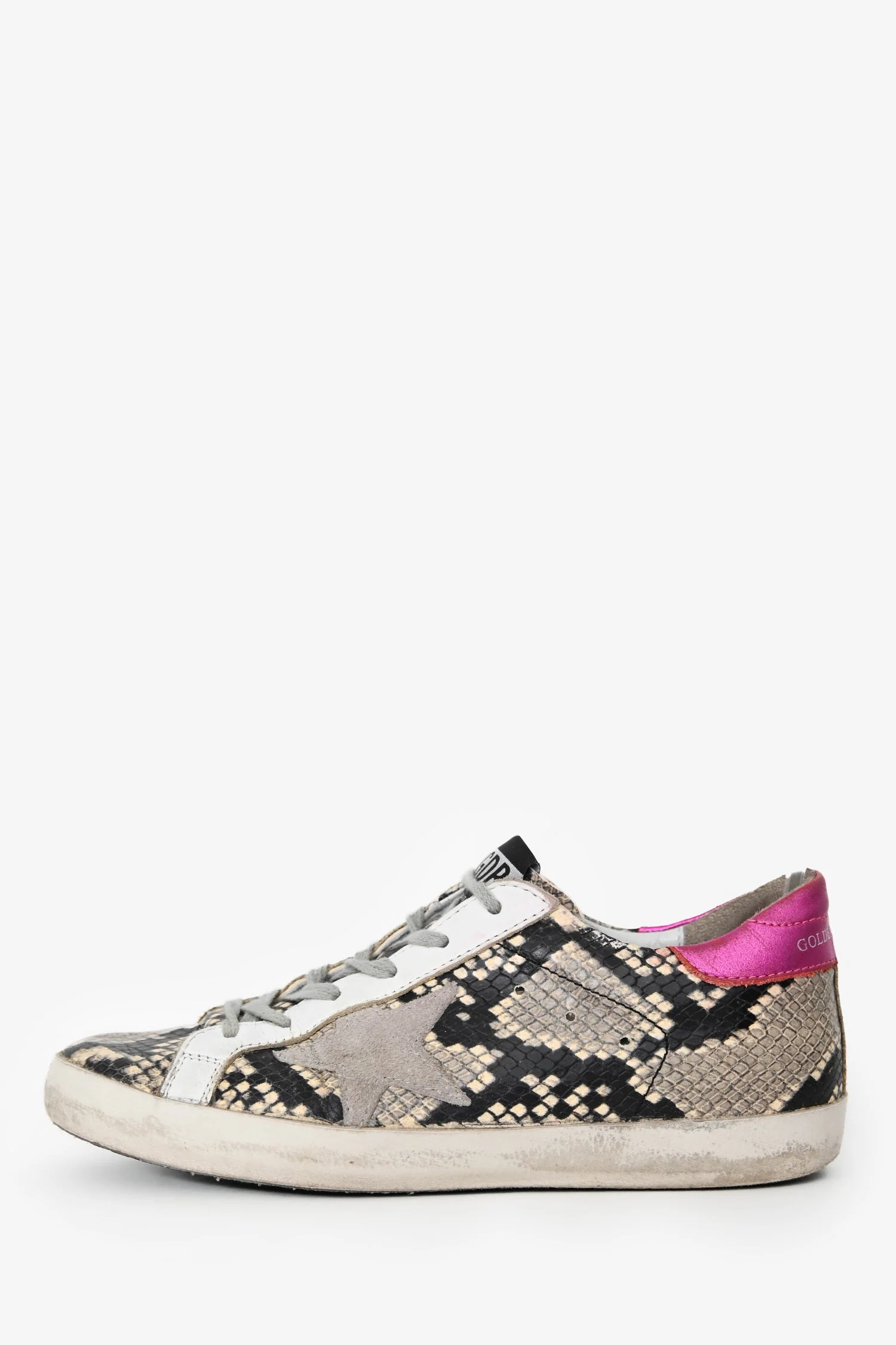 Golden Goose Magenta/Python Leather Lace Up Sneakers Est. Size 6 - Image 5