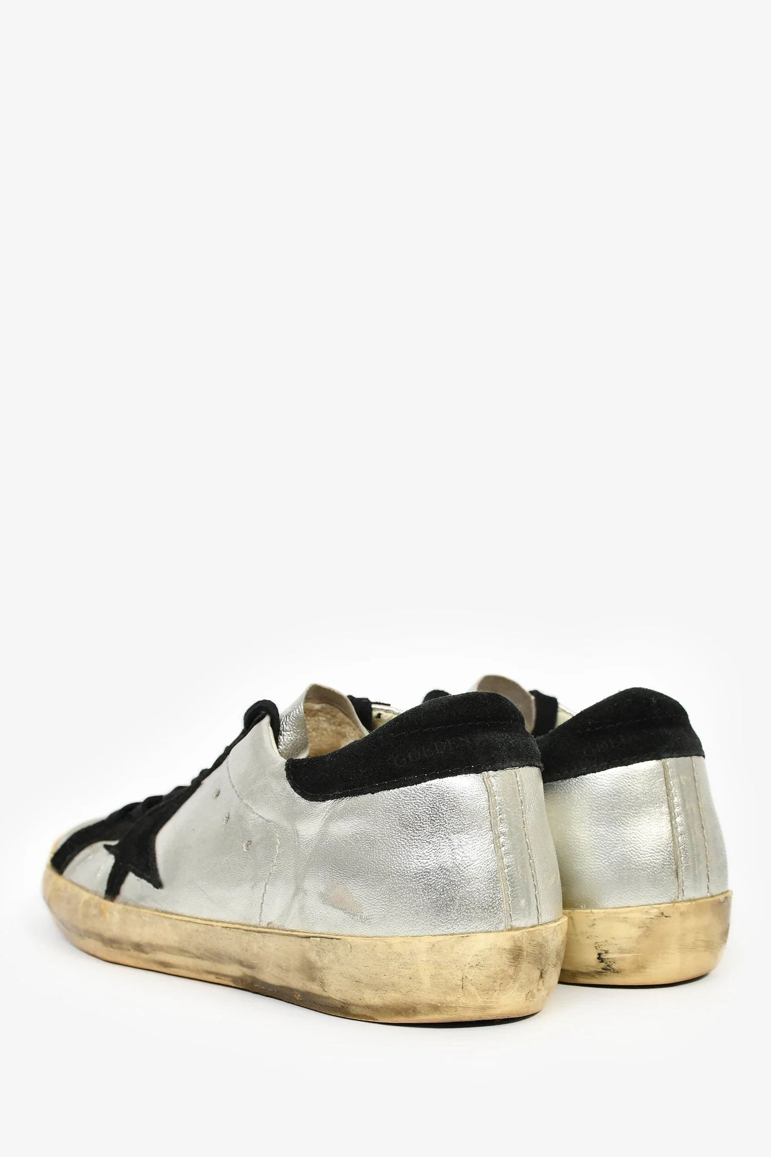 Golden Goose Silver Leather Distress Sneakers Size 37 - Image 5
