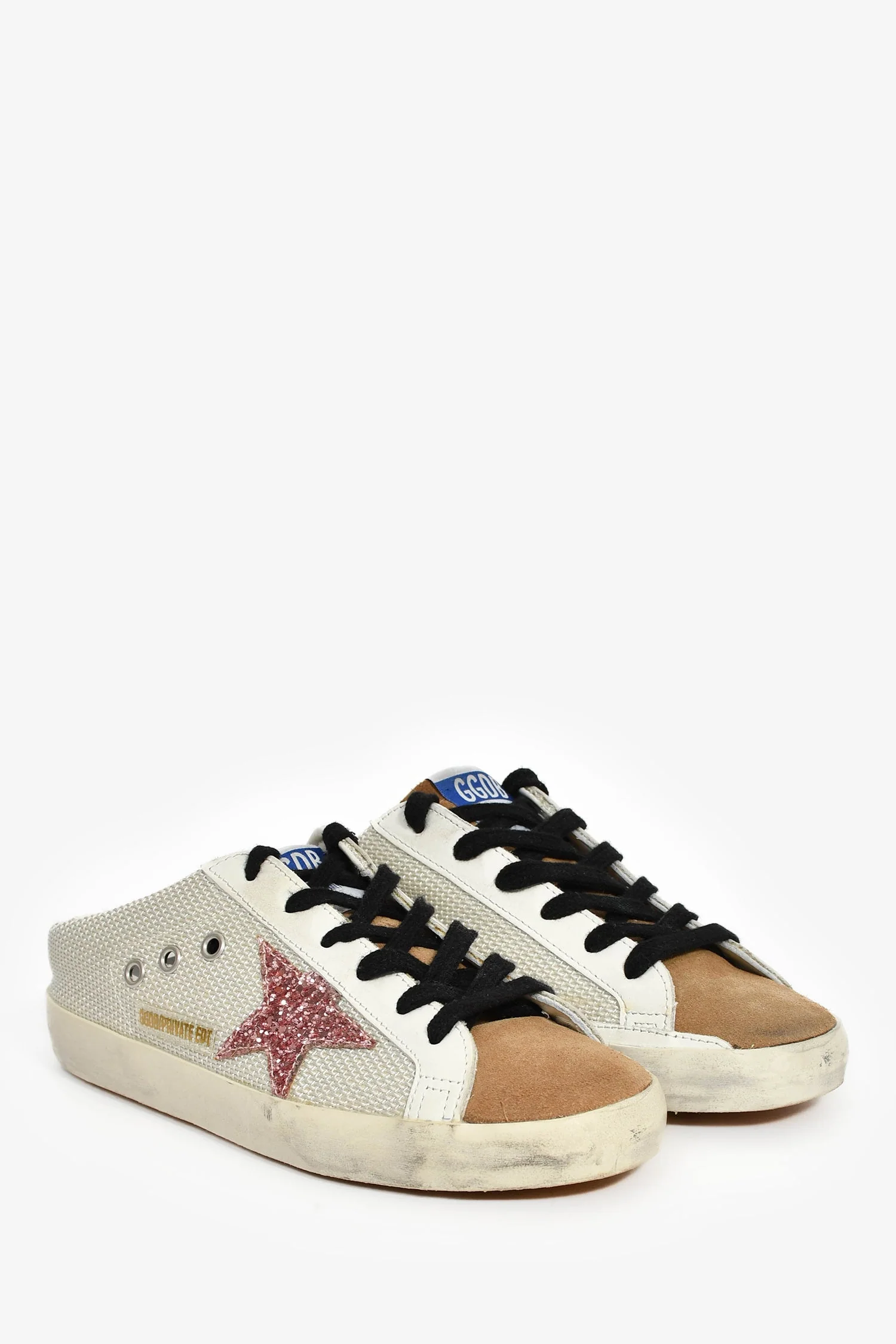 Golden Goose White Mesh/Brown Suede Sabot Slip-On Mule Sneakers Size 36 - Image 2