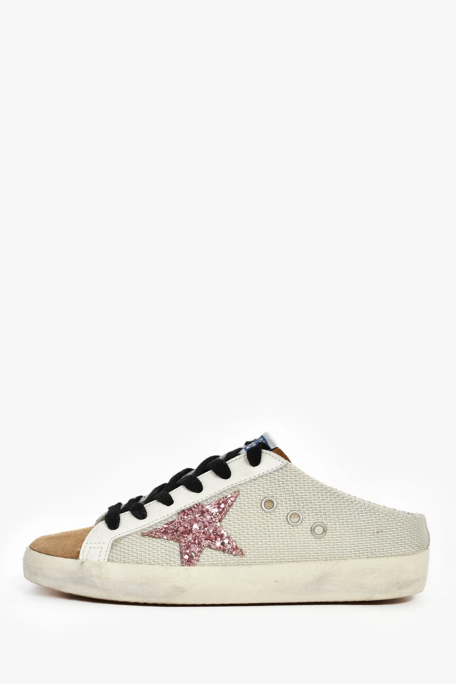 Golden Goose White Mesh/Brown Suede Sabot Slip-On Mule Sneakers Size 36 - Image 4
