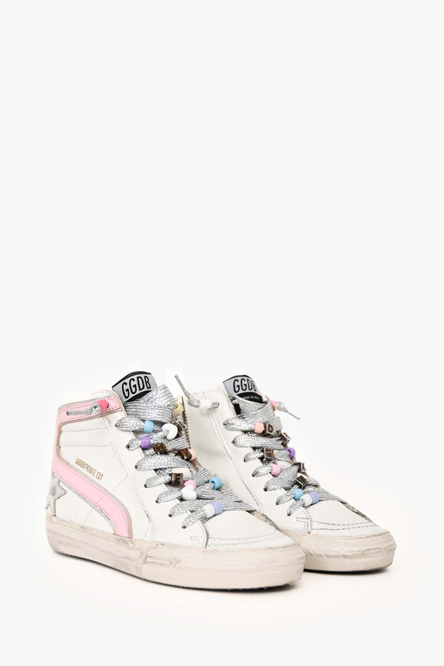 Golden Goose White/Pink Slide Classic Hightop Sneakers Size 35 - Image 2