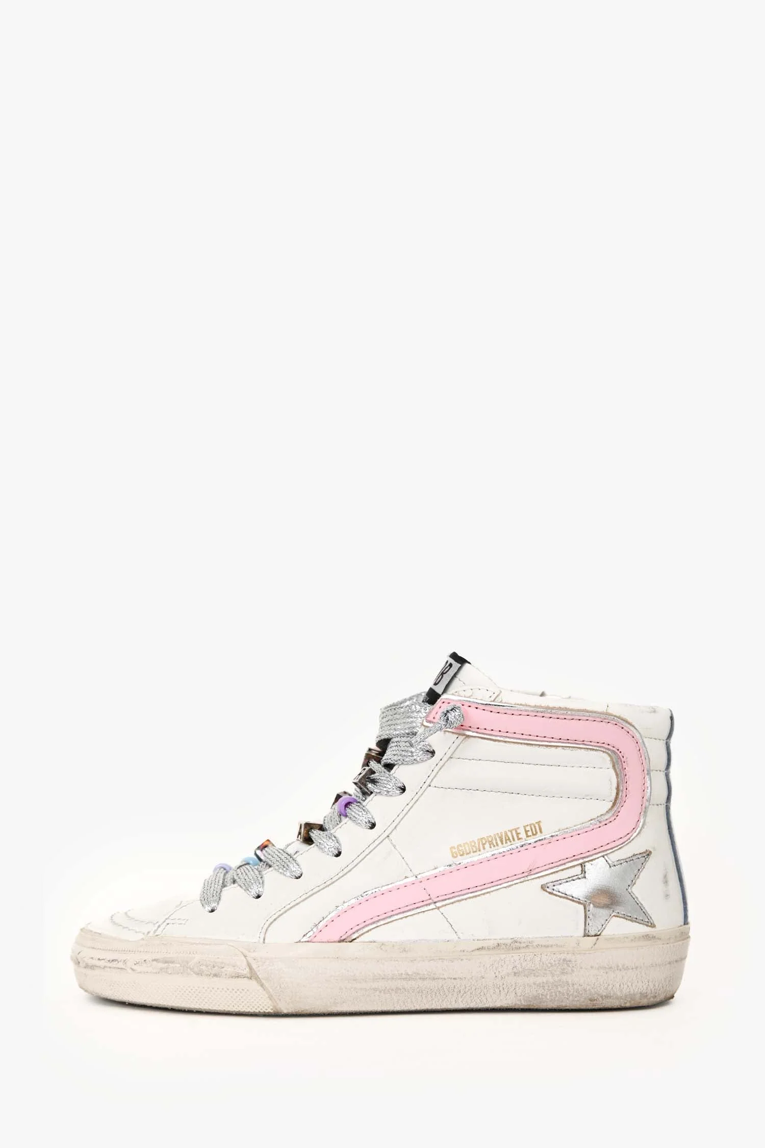 Golden Goose White/Pink Slide Classic Hightop Sneakers Size 35 - Image 5