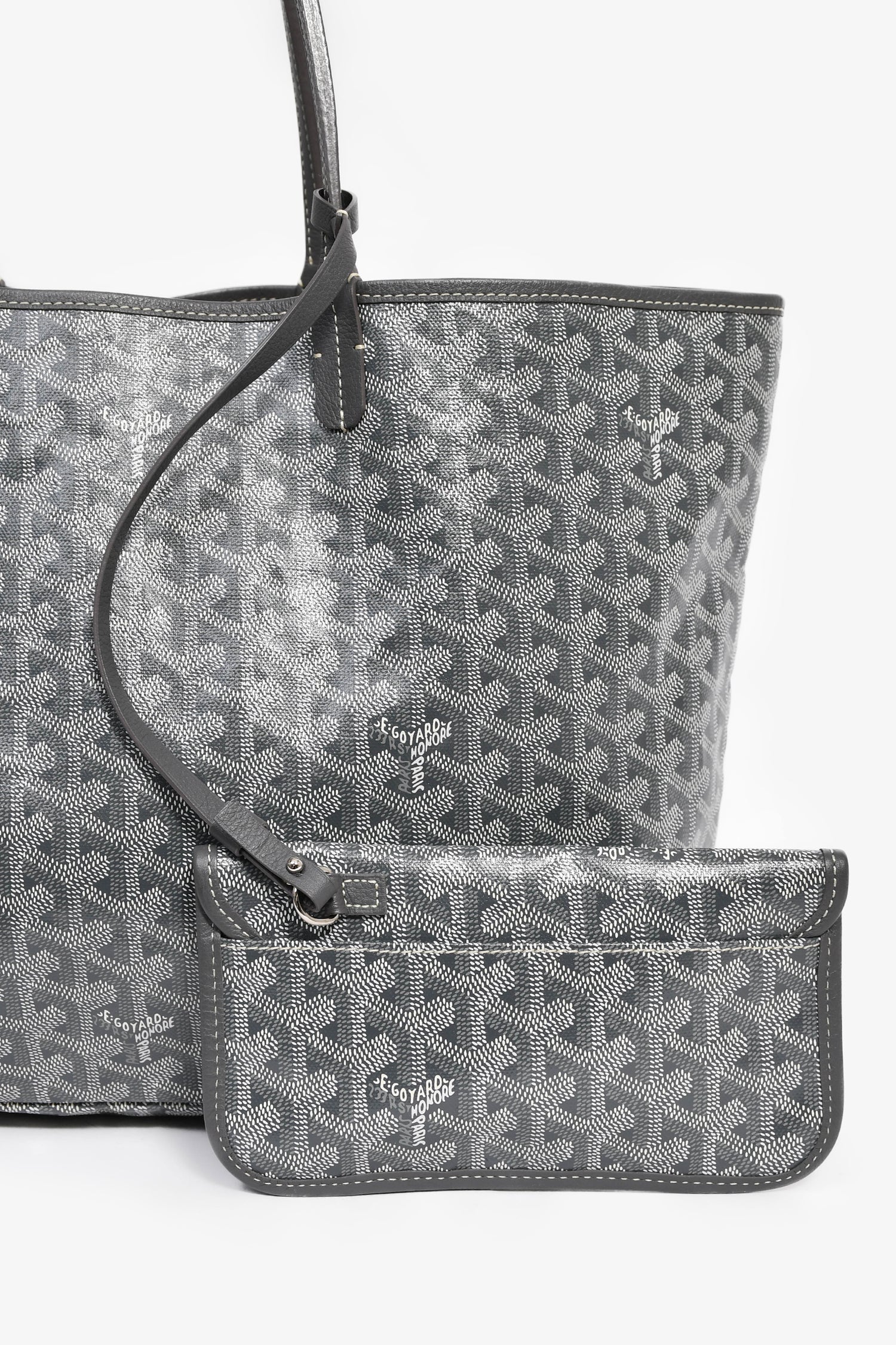 Goyard 2014 Grey Goyardine St. Louis PM Tote with Pouch - Image 6