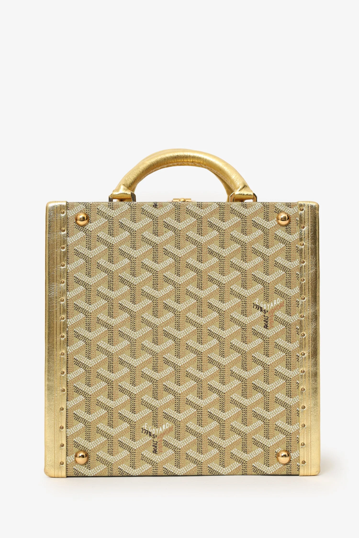 Goyard Gold Canvas Goyardine Travel Pet Bowl 'Ecuelle de Voyage' Trunk - Image 2