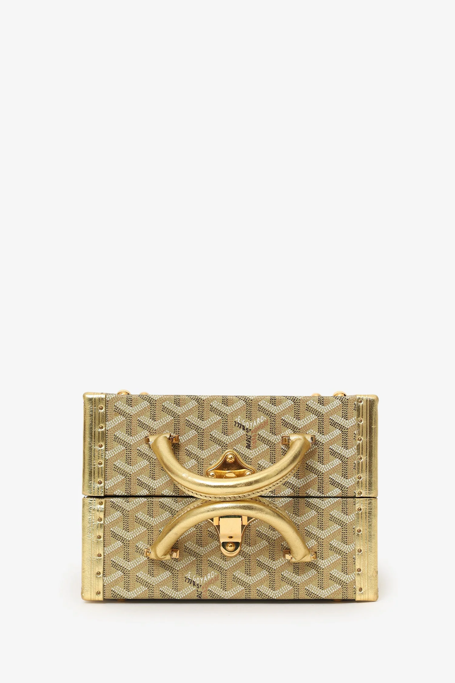 Goyard Gold Canvas Goyardine Travel Pet Bowl 'Ecuelle de Voyage' Trunk - Image 5