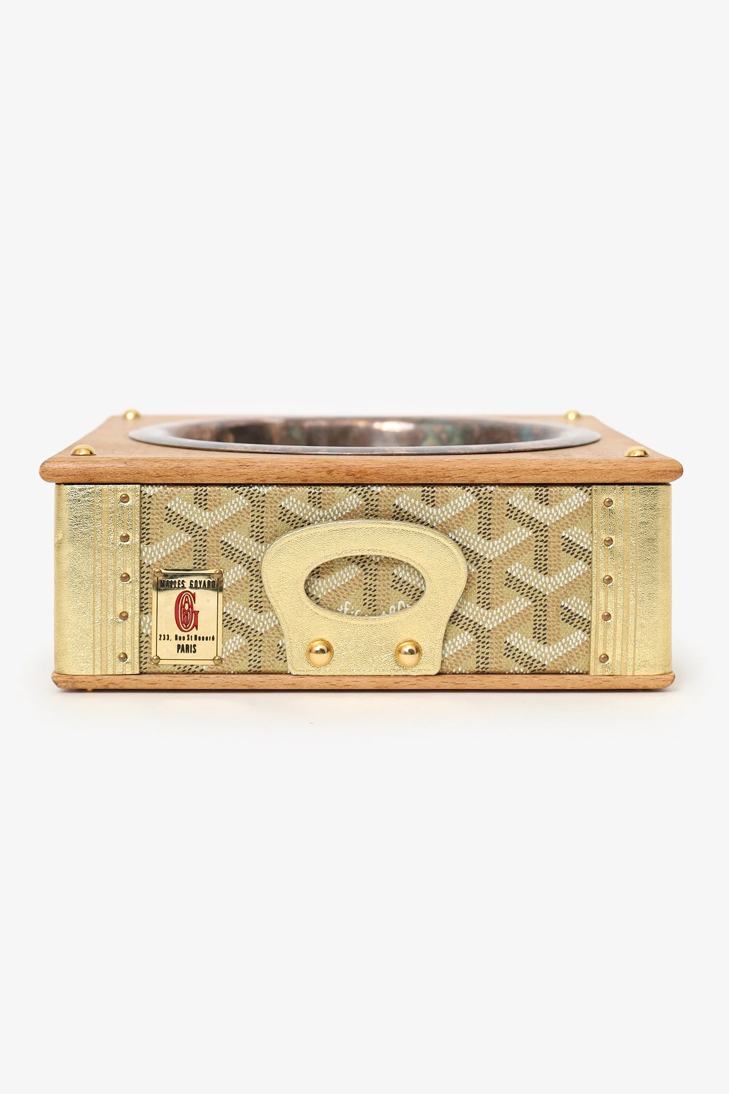 Goyard Gold Canvas Goyardine Travel Pet Bowl 'Ecuelle Edmond' Trunk - Image 2