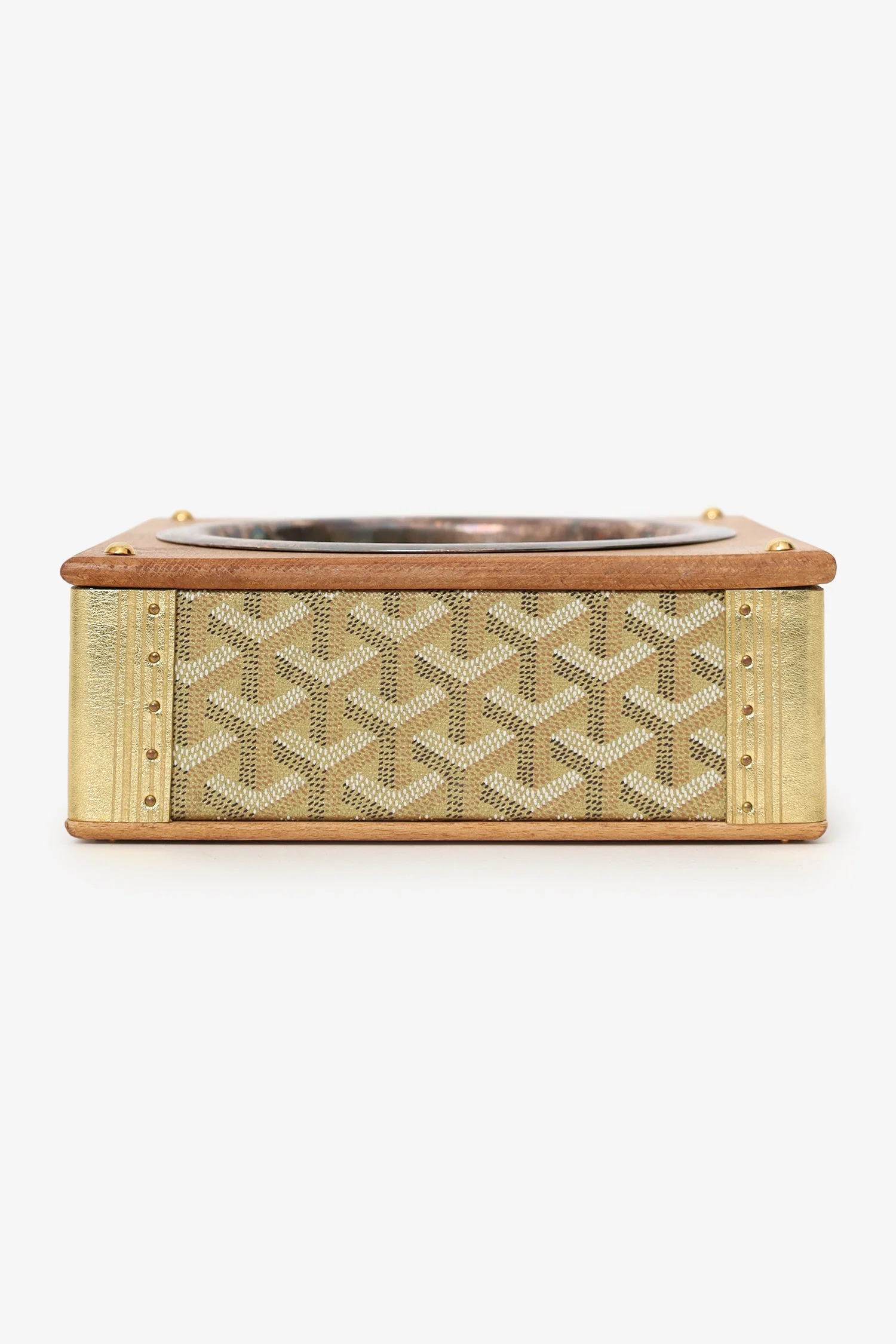 Goyard Gold Canvas Goyardine Travel Pet Bowl 'Ecuelle Edmond' Trunk - Image 3