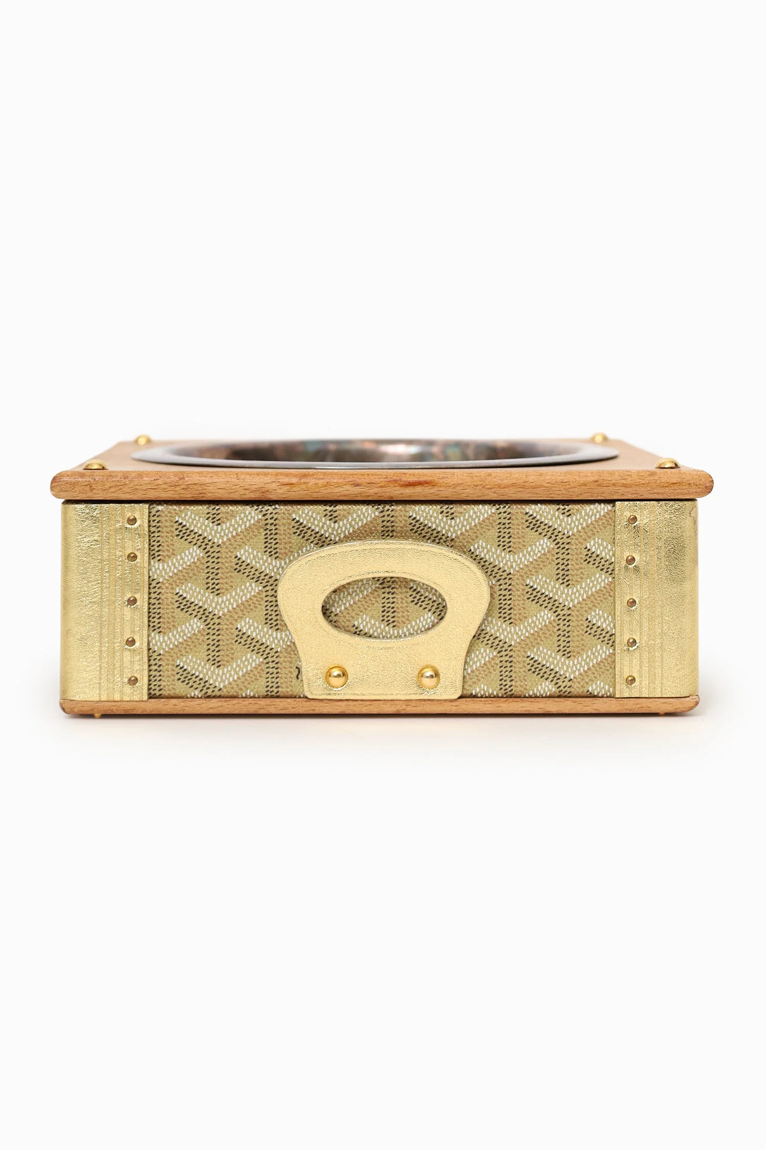 Goyard Gold Canvas Goyardine Travel Pet Bowl 'Ecuelle Edmond' Trunk - Image 4