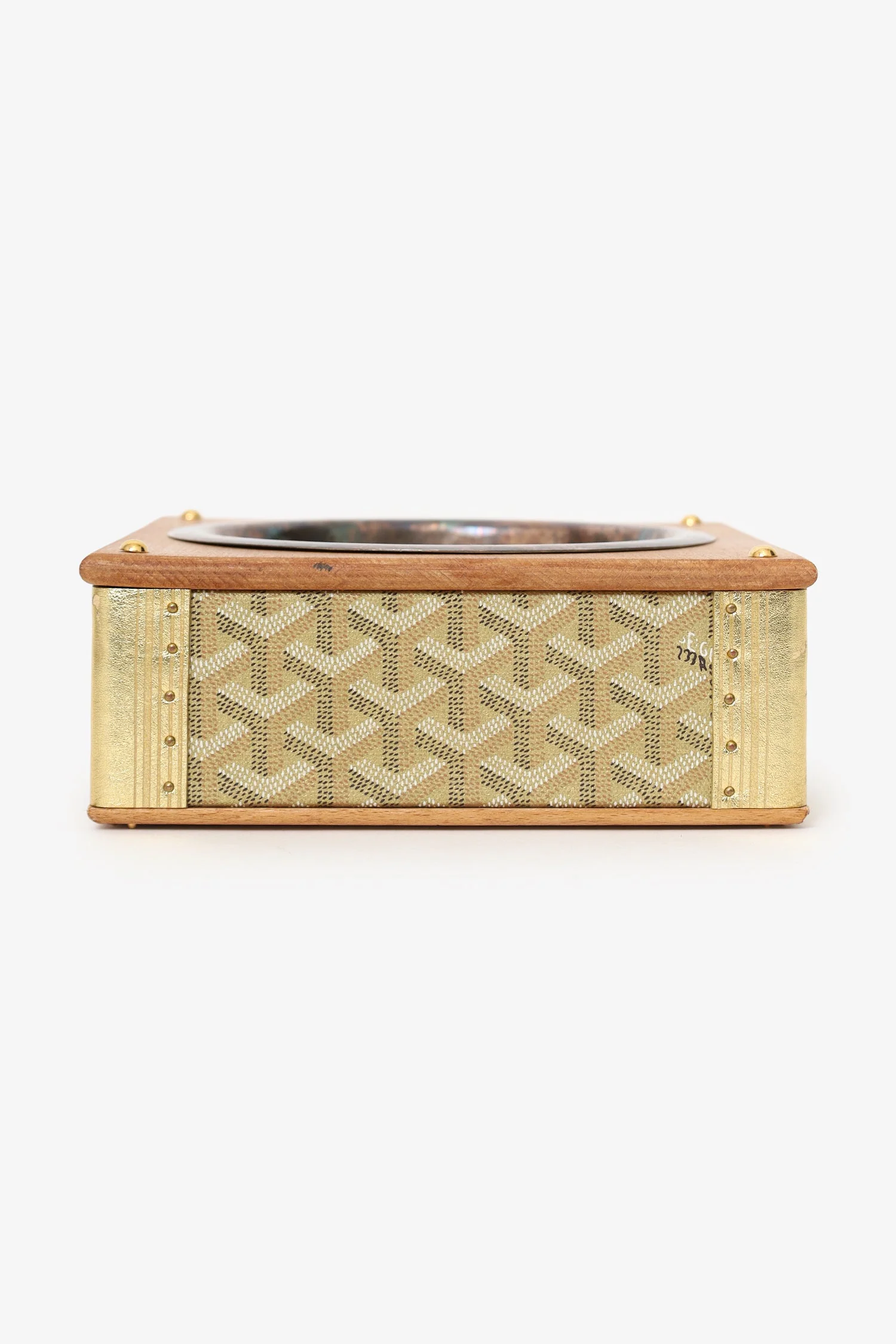 Goyard Gold Canvas Goyardine Travel Pet Bowl 'Ecuelle Edmond' Trunk - Image 5