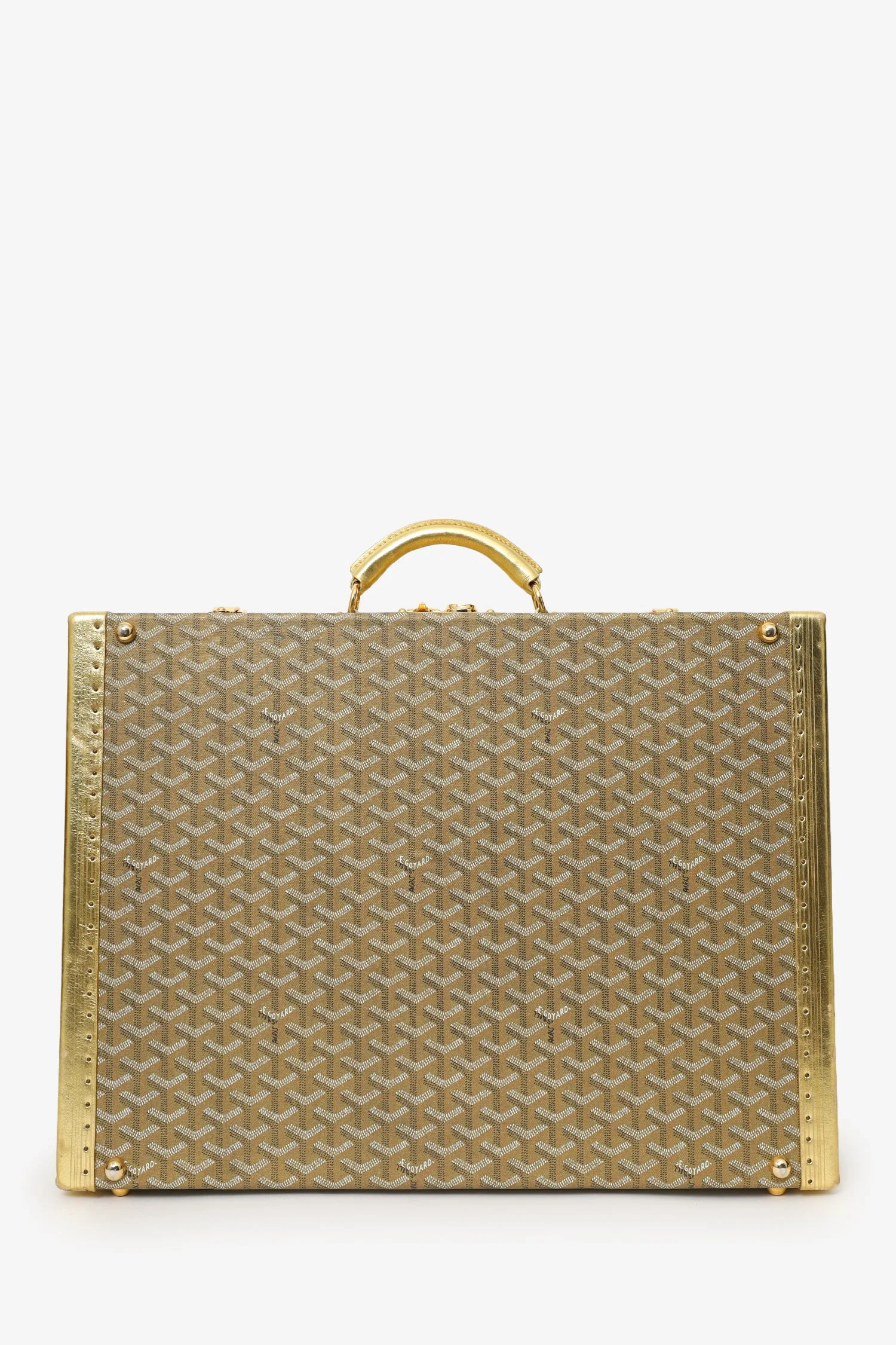 Goyard Gold Gold Goyardine Coated Canvas 'Grand Hotel 50' Trunk - Image 2