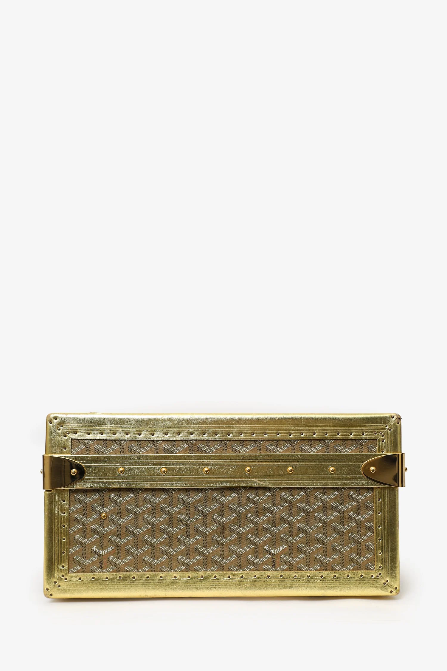 Goyard Gold Gold Goyardine Coated Canvas 'Grand Hotel 50' Trunk - Image 3