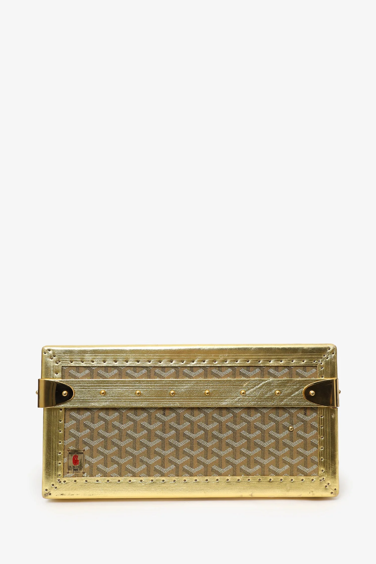 Goyard Gold Gold Goyardine Coated Canvas 'Grand Hotel 50' Trunk - Image 4