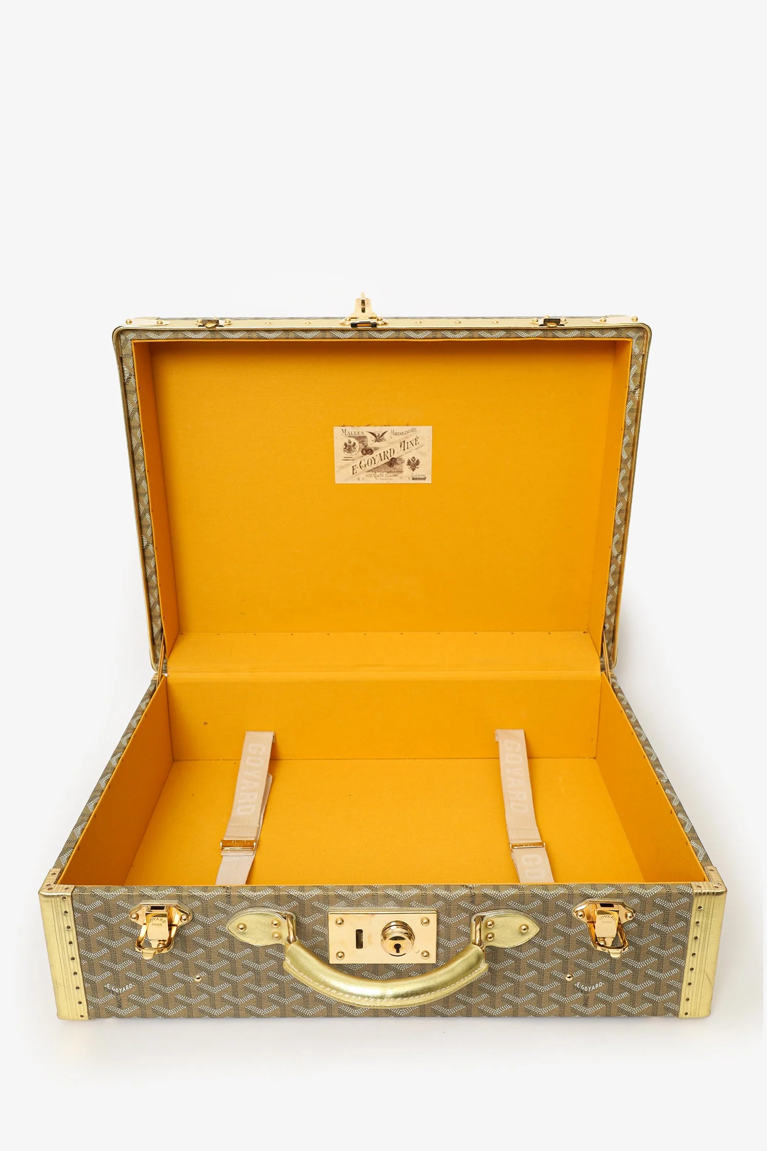 Goyard Gold Gold Goyardine Coated Canvas 'Grand Hotel 50' Trunk - Image 7