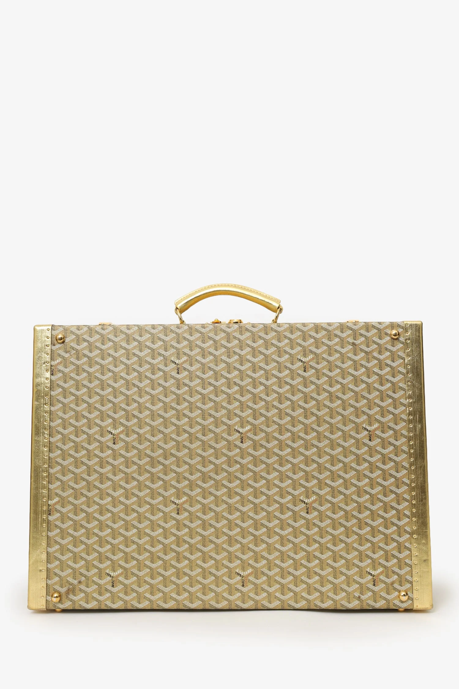Goyard Gold Gold Goyardine Coated Canvas 'Grand Hotel 60' Trunk - Image 2