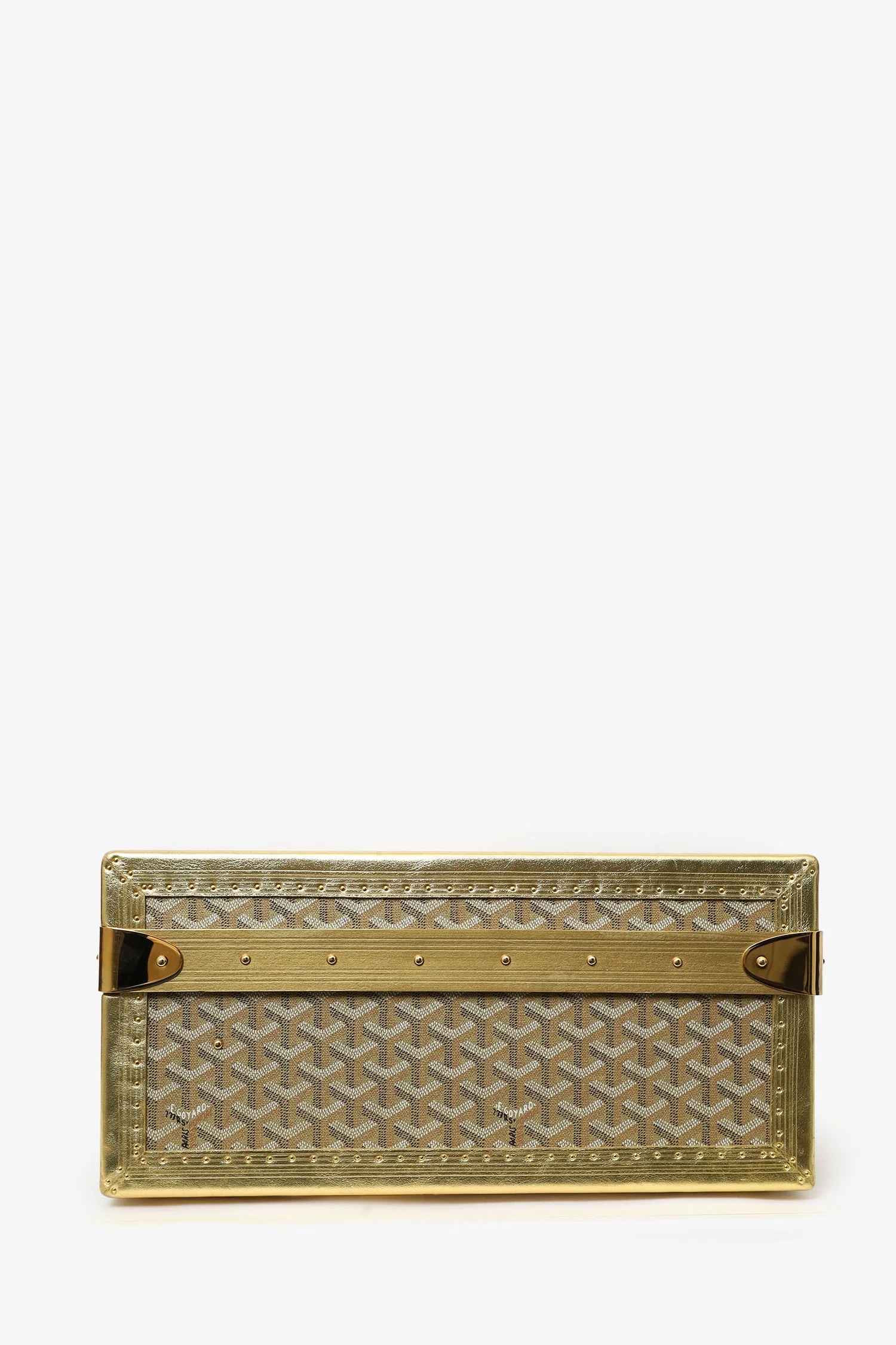 Goyard Gold Gold Goyardine Coated Canvas 'Grand Hotel 60' Trunk - Image 3