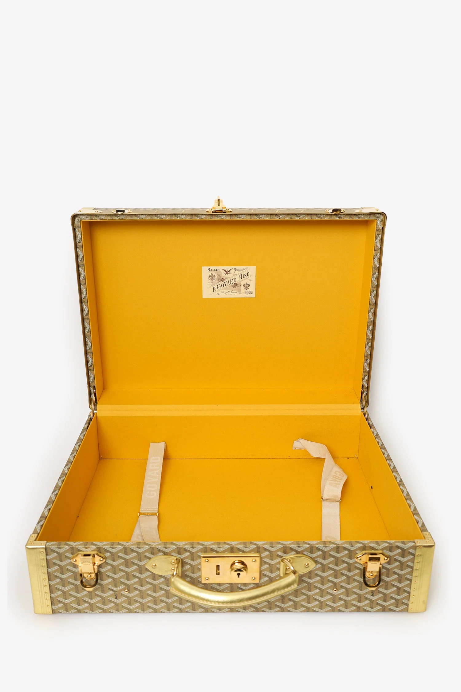 Goyard Gold Gold Goyardine Coated Canvas 'Grand Hotel 60' Trunk - Image 7