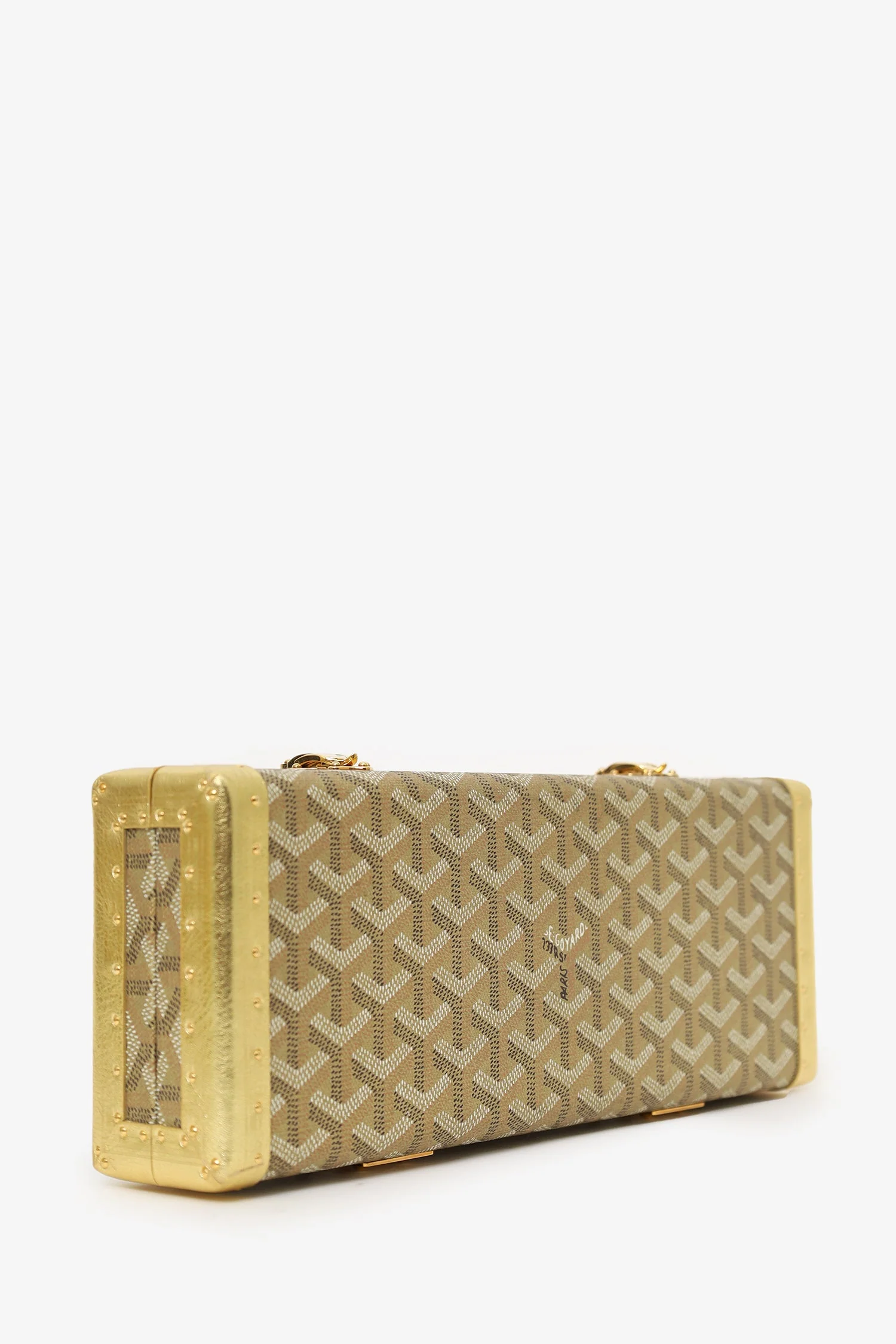 Goyard Gold Goyardine Coated Canvas Saint-Honore Trunk Bag With Strap - Image 3