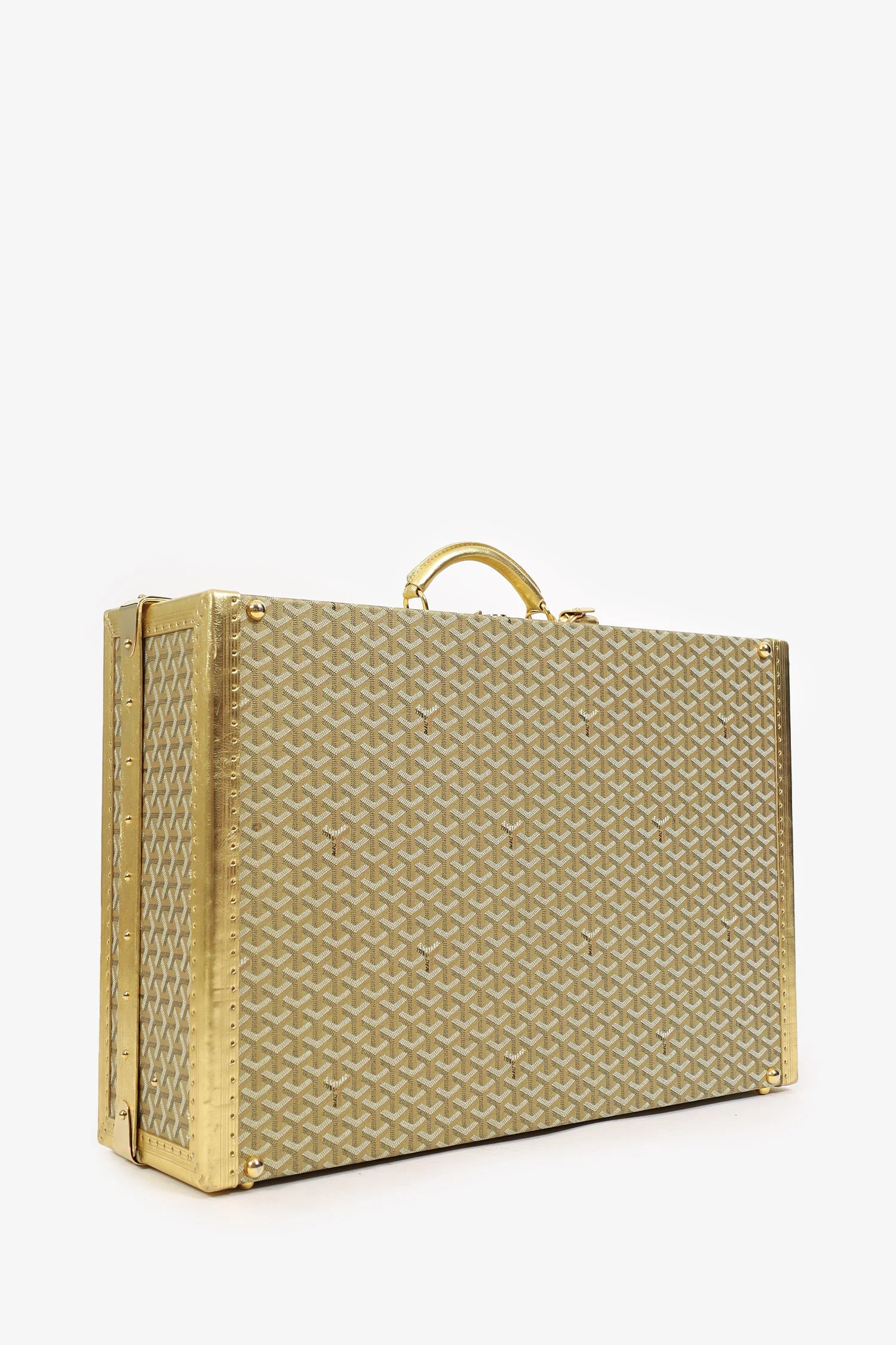 Goyard Gold Goyardine Grand Hotel 70 Suitcase Trunk With Key - Image 3