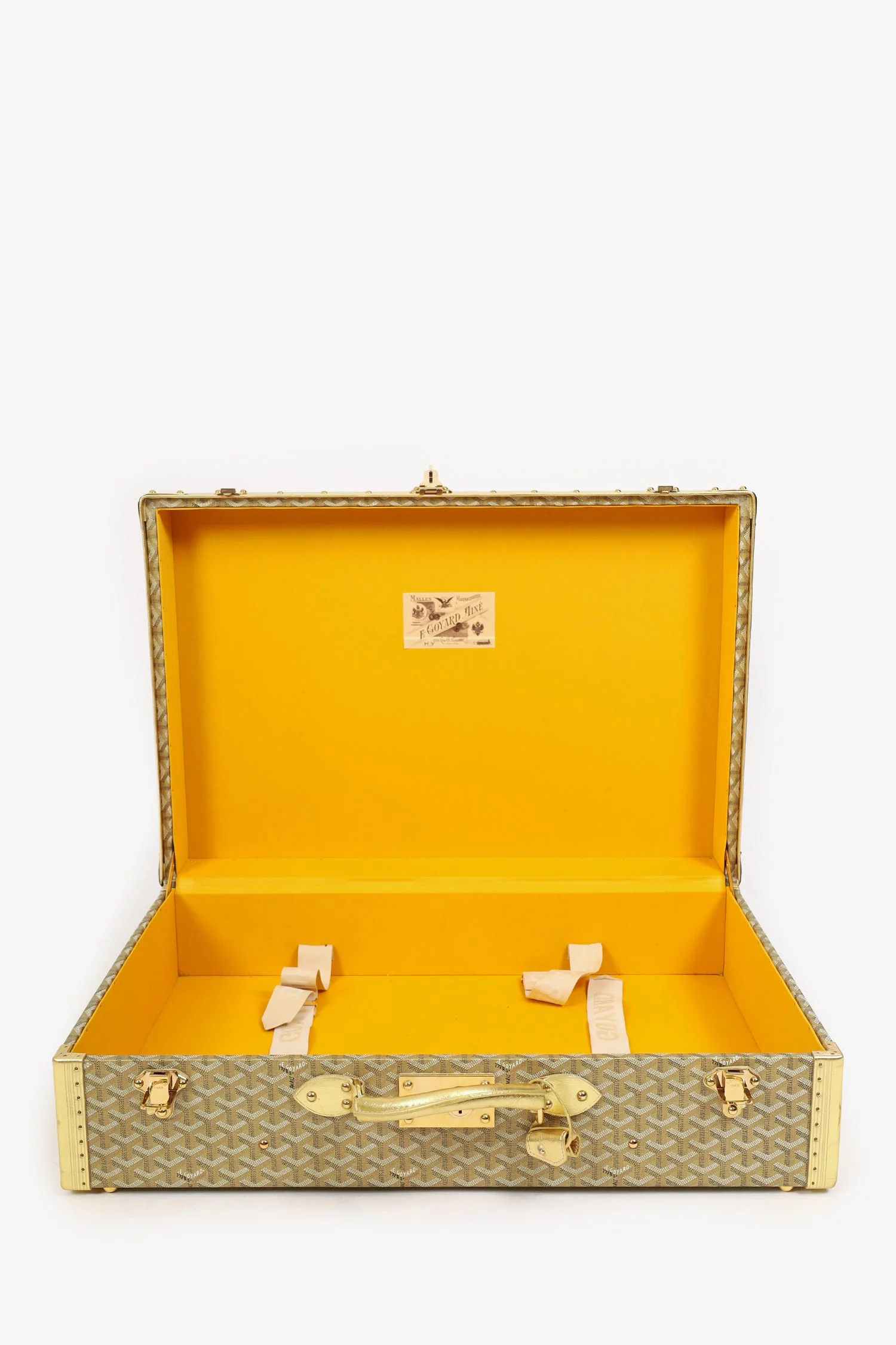 Goyard Gold Goyardine Grand Hotel 70 Suitcase Trunk With Key - Image 7