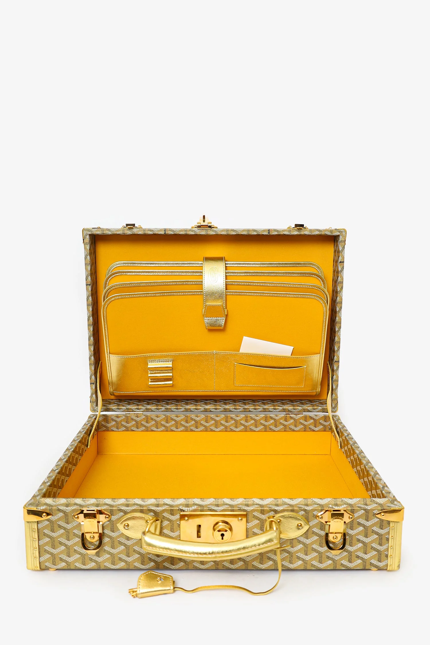 Goyard Gold Goyardine Manoir MM Briefcase With Key - Image 7