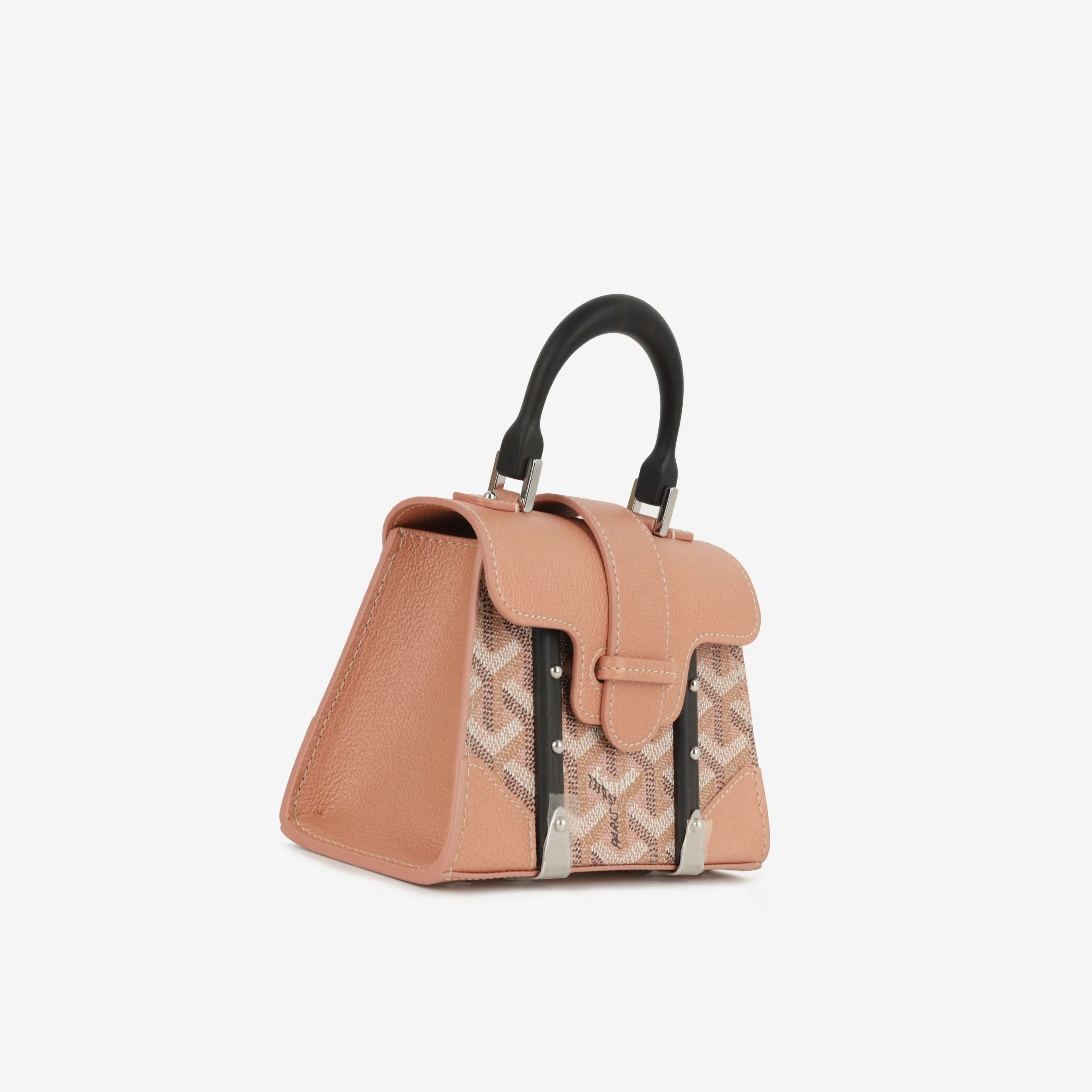 Goyard Nano Saïgon - Pink Metallic Goyardine / Black Wood Trim | Palladium Hardware - Image 2